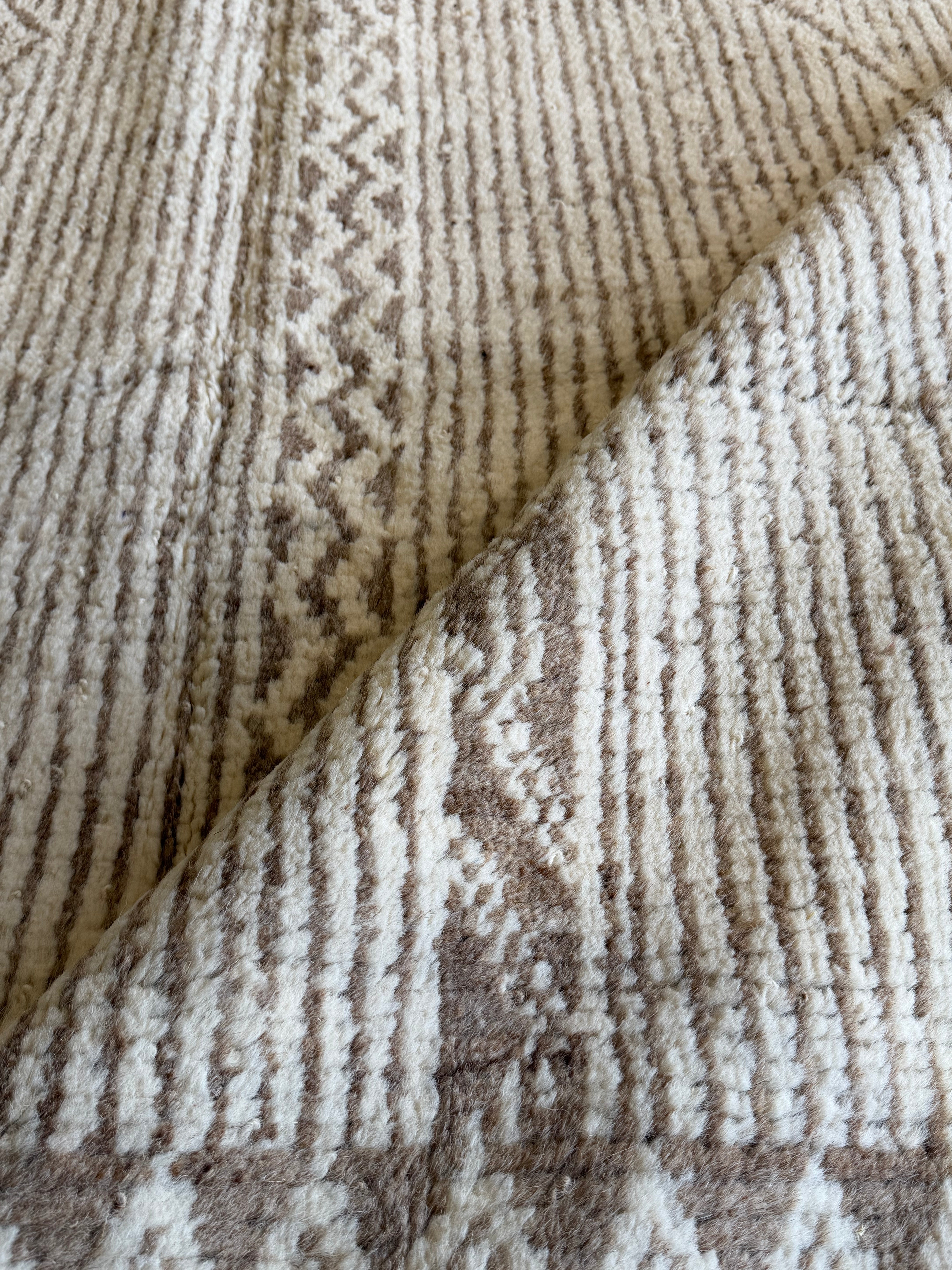 Cristina Gibson 6.5x10.3 Cream and Brown Hand-Knotted Afghani Moroccan Style Rug