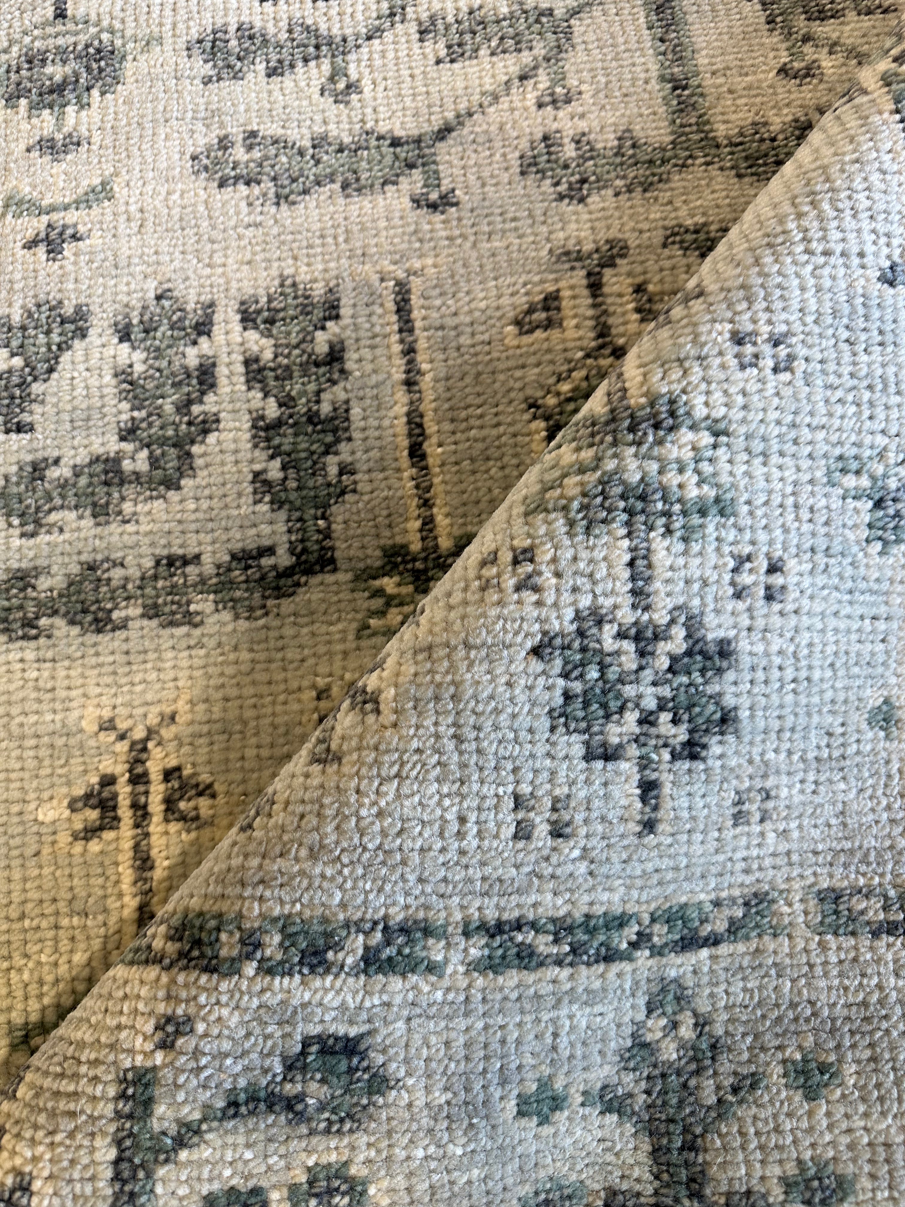 Cosette 9x11.9 Silver and Grey Hand-Knotted Oushak Rug