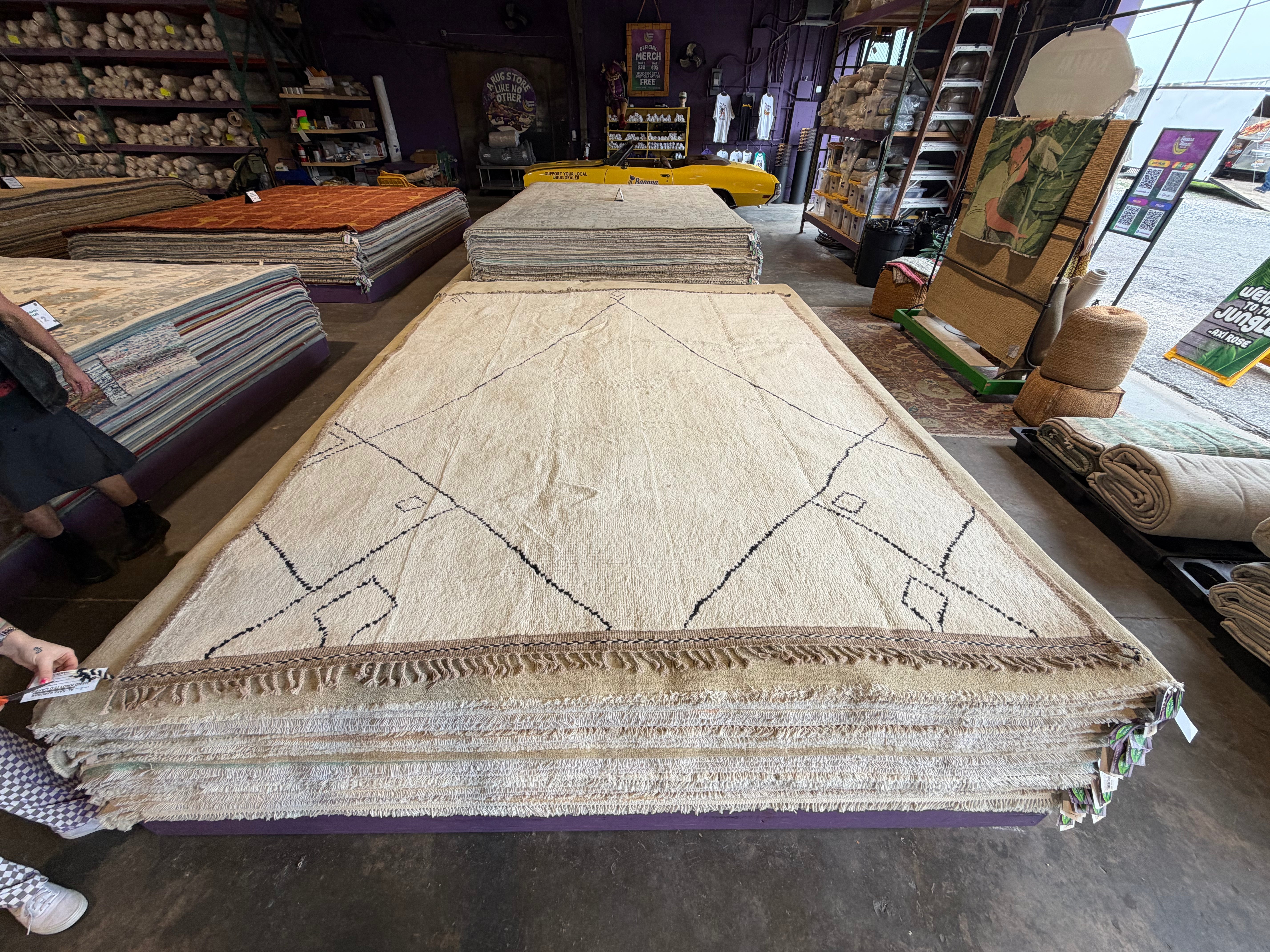 Gabby Prescod 8.2x10 Cream Hand-Knotted Afghani Moroccan Style Rug