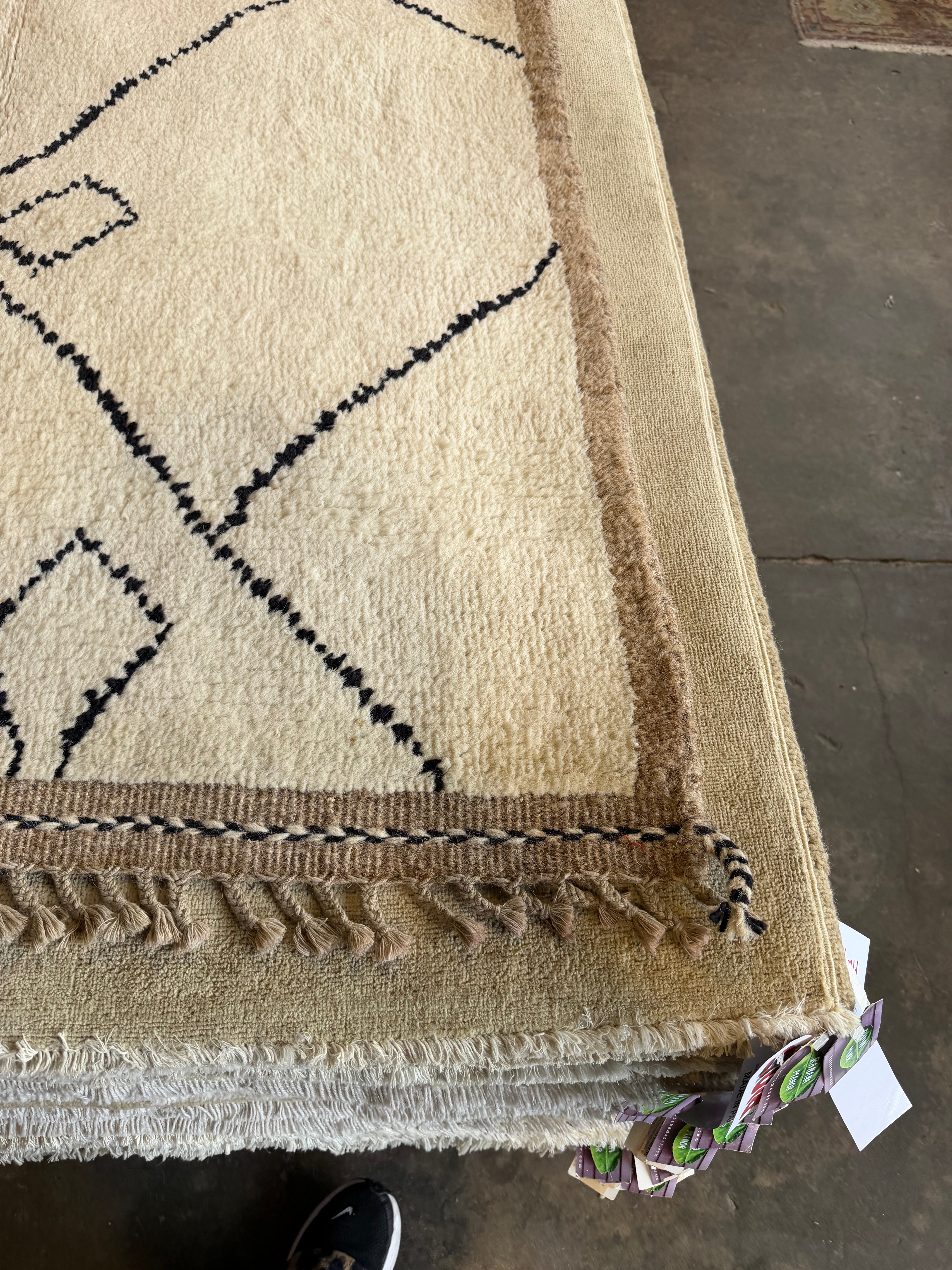 Gabby Prescod 8.2x10 Cream Hand-Knotted Afghani Moroccan Style Rug