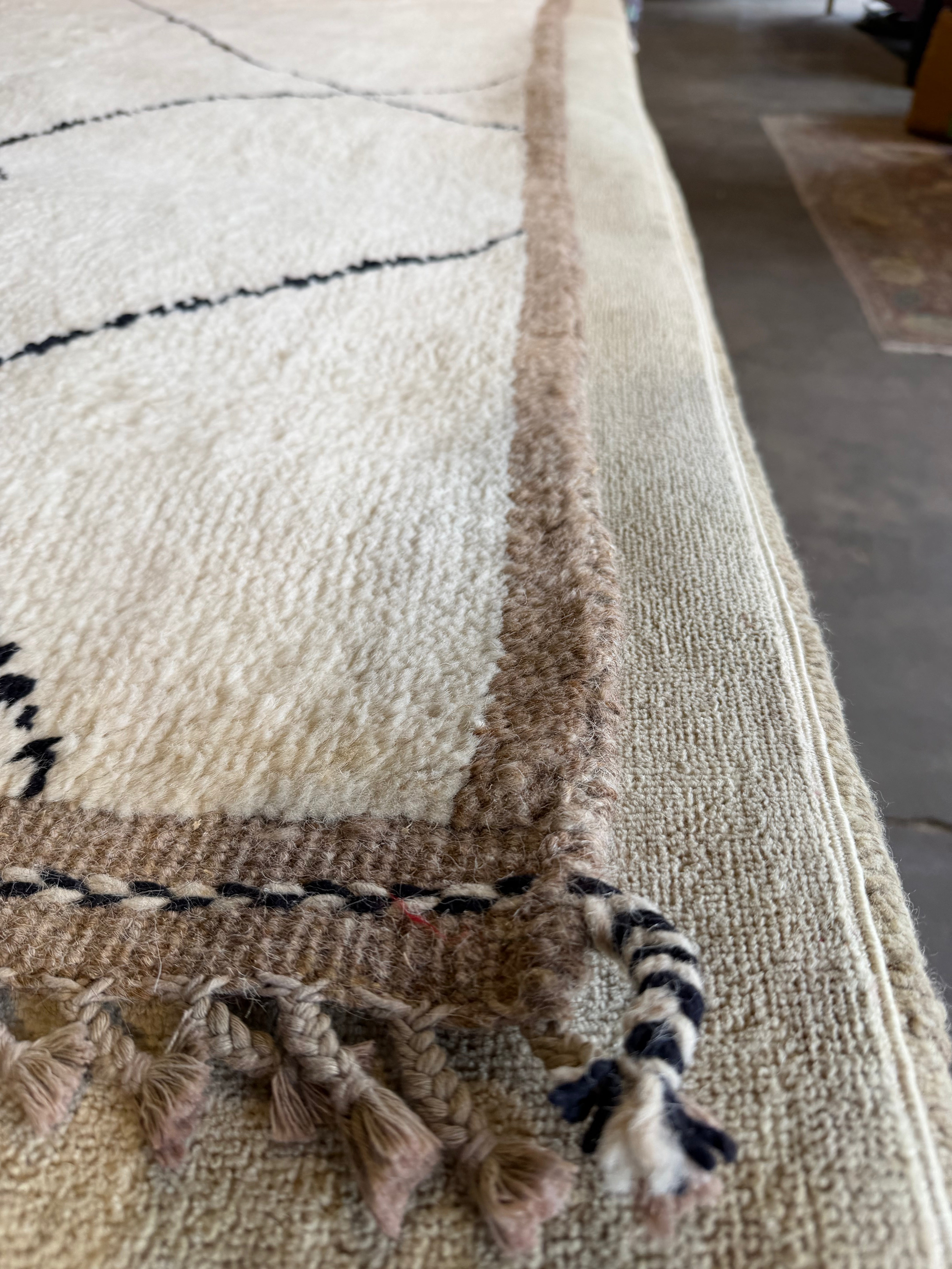 Gabby Prescod 8.2x10 Cream Hand-Knotted Afghani Moroccan Style Rug