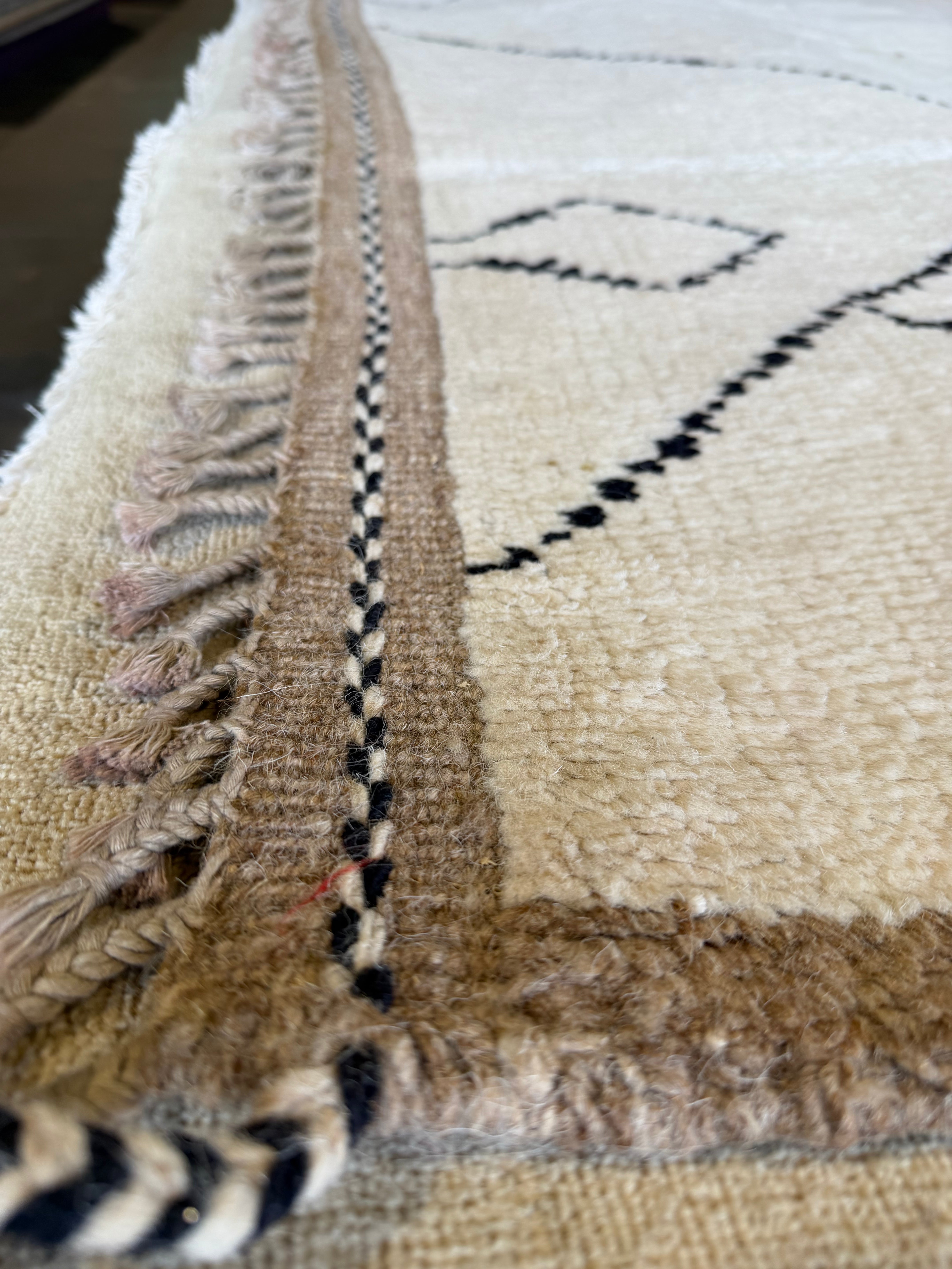 Gabby Prescod 8.2x10 Cream Hand-Knotted Afghani Moroccan Style Rug