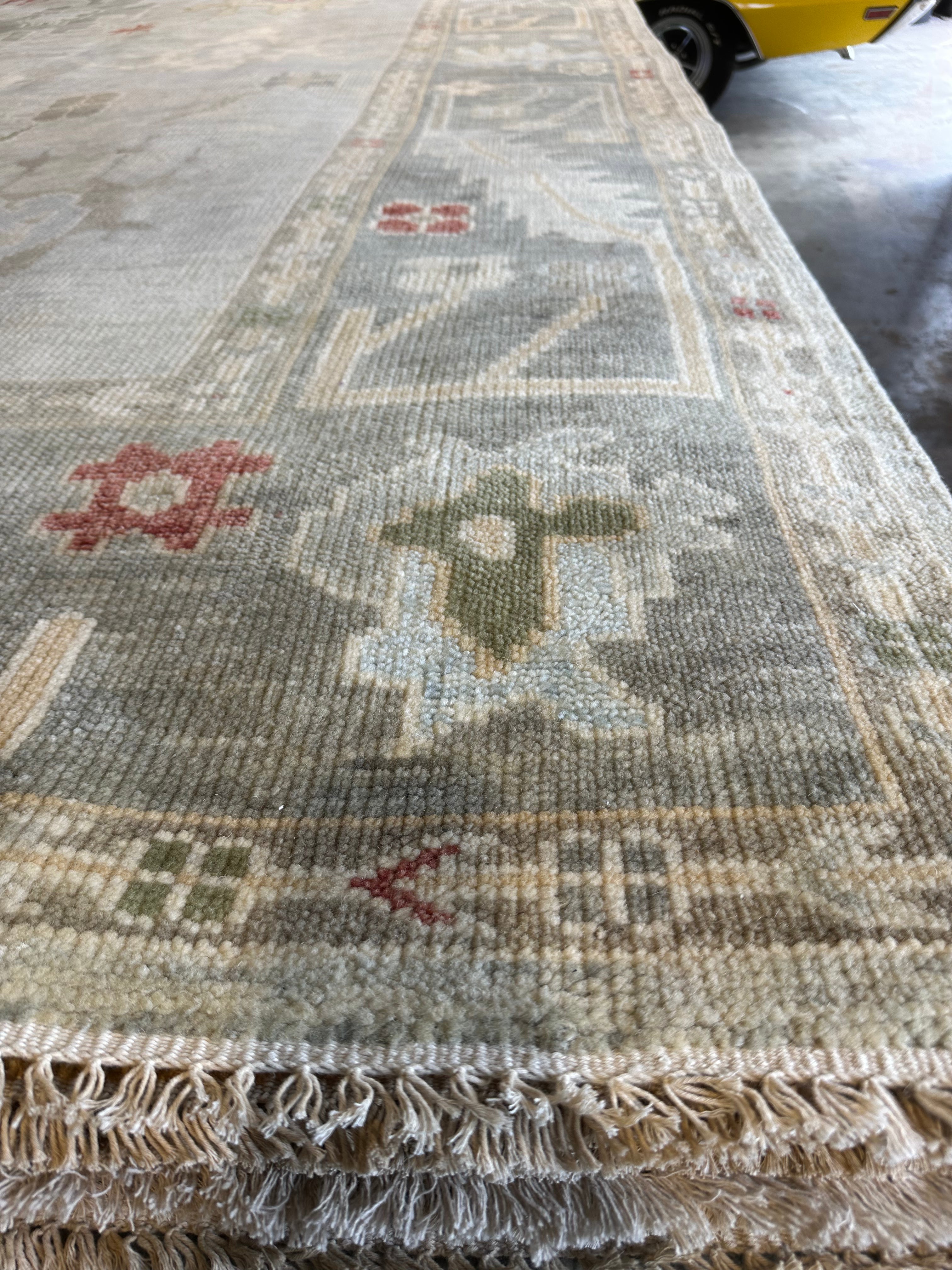 Checka Propper 10x14 Multi Color Hand-Knotted Oushak Rug