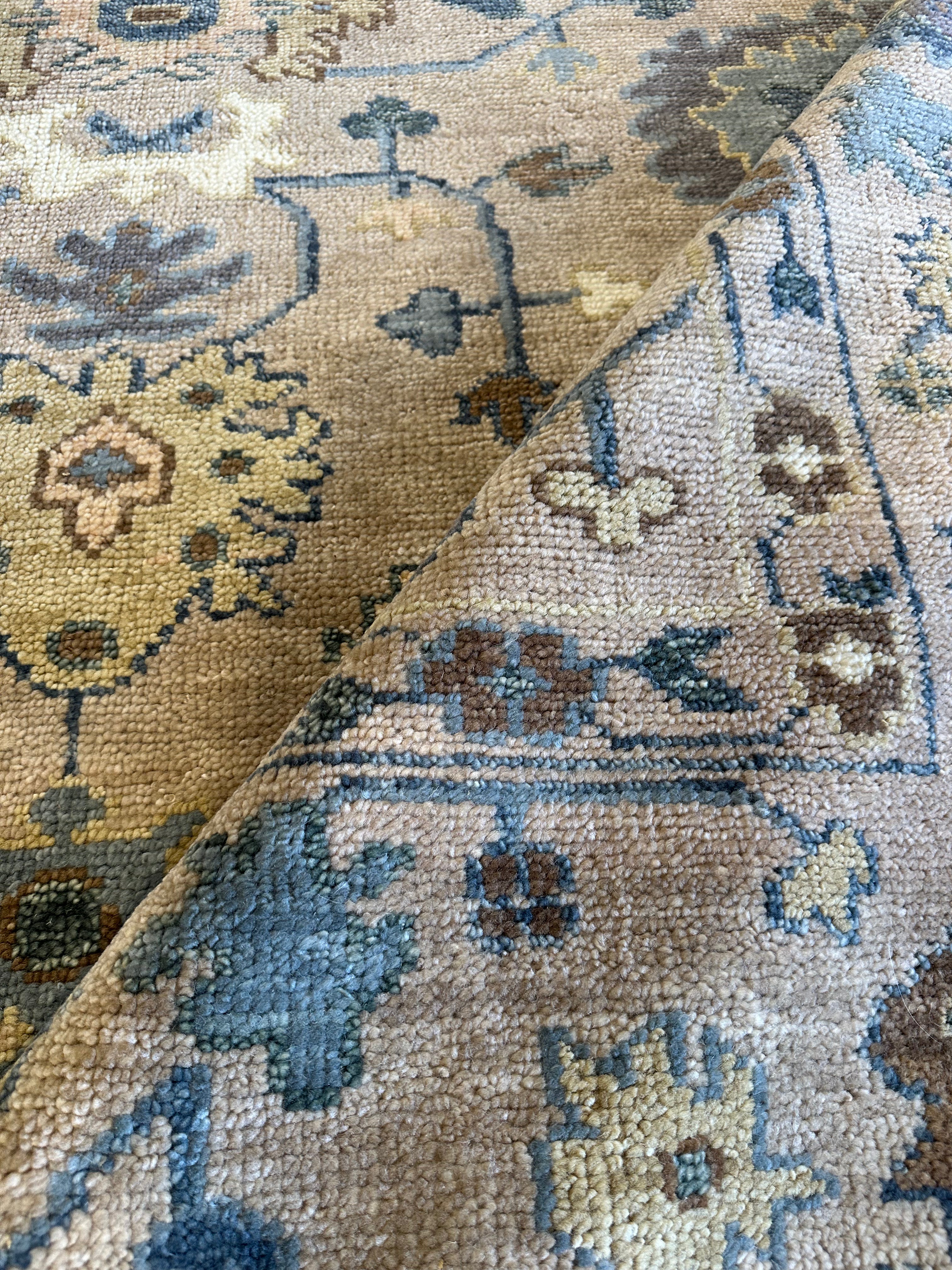 Christa Makos 9x12 Light Brown Hand-Knotted Oushak Rug