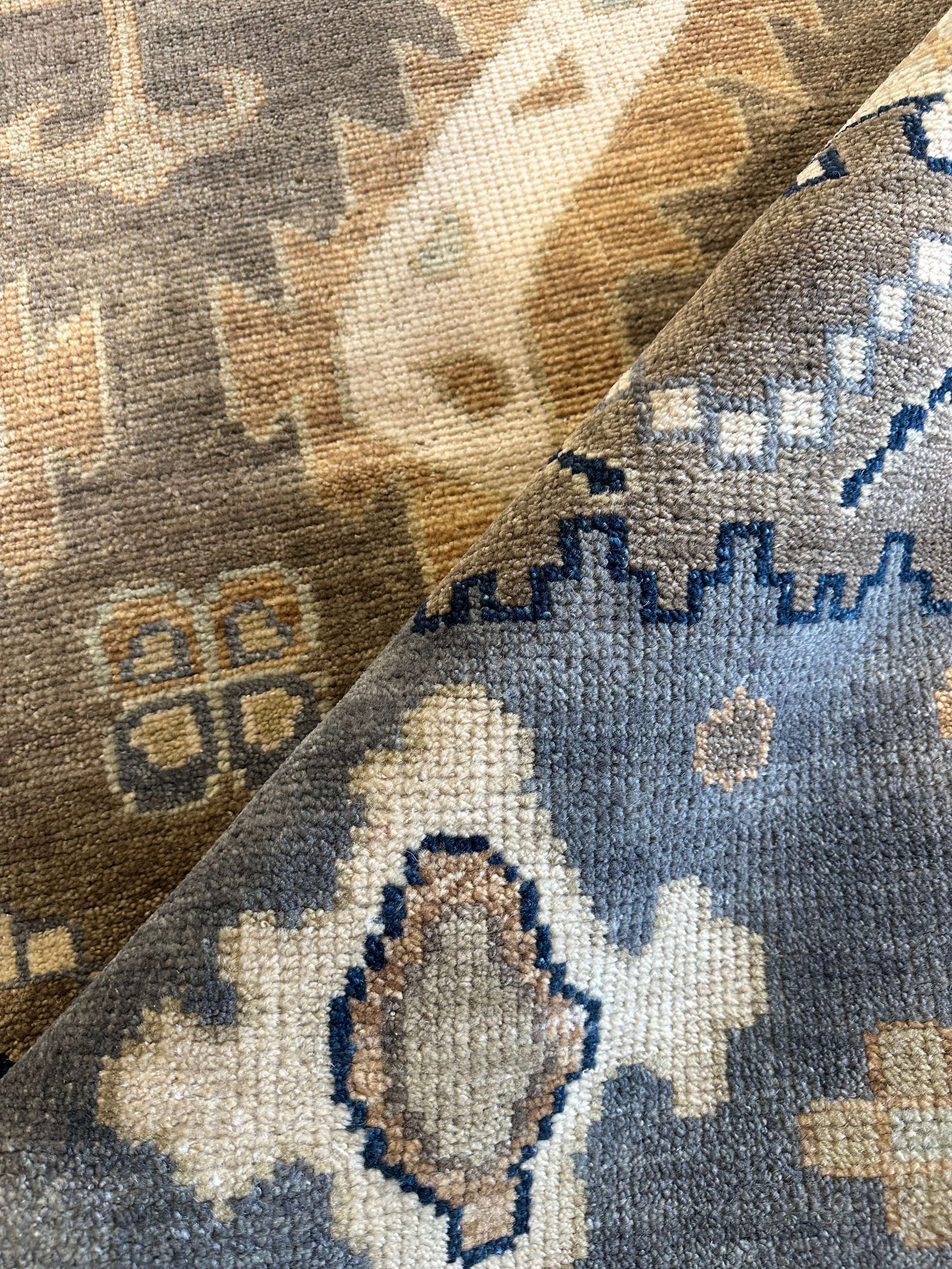 Giorgio Sant’Angelo 9x12 Brown and Grey Hand-Knotted Oushak Rug