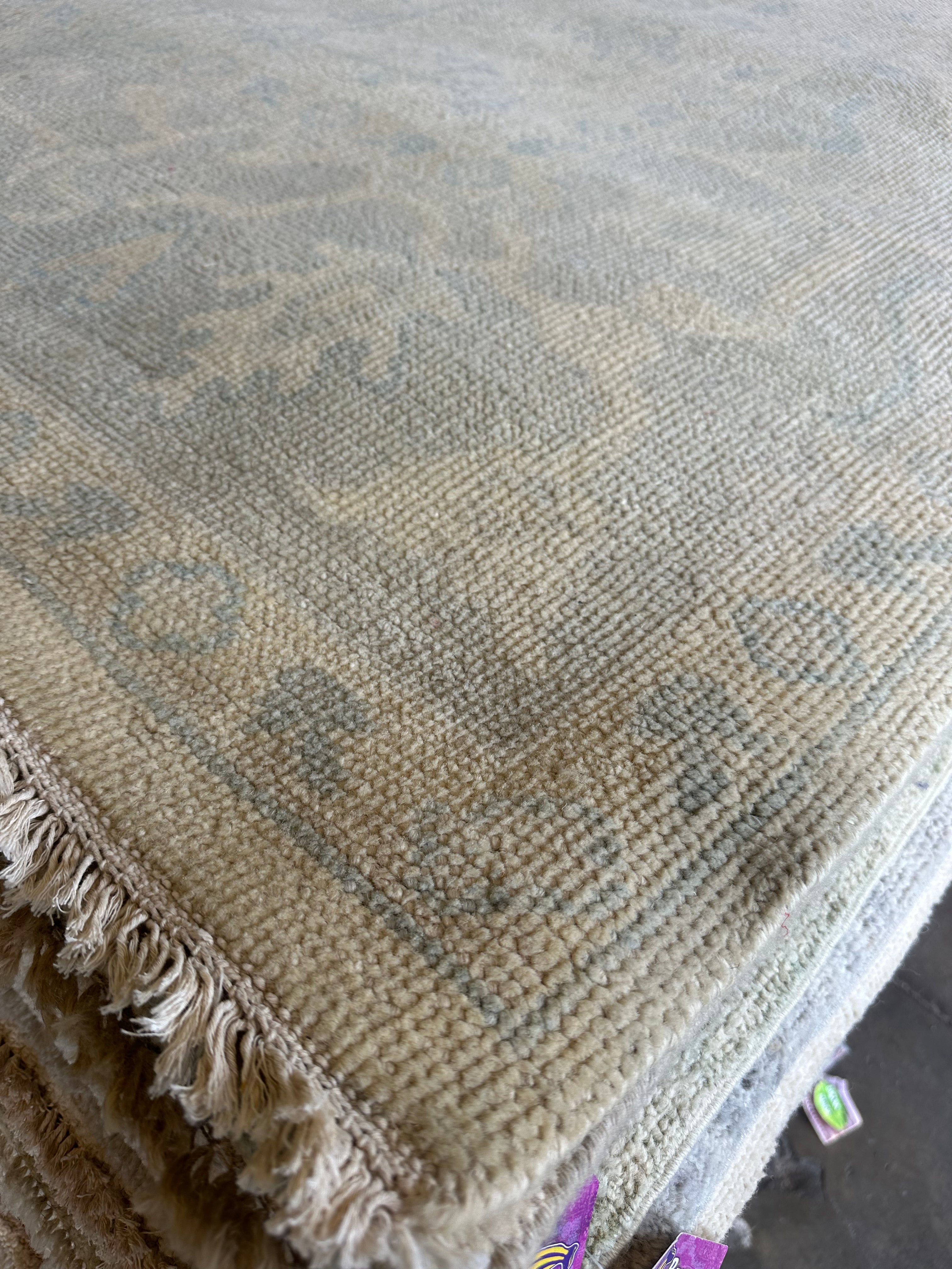 Dr. Clare Sharp 9x12 Beige Hand-Knotted Oushak Rug