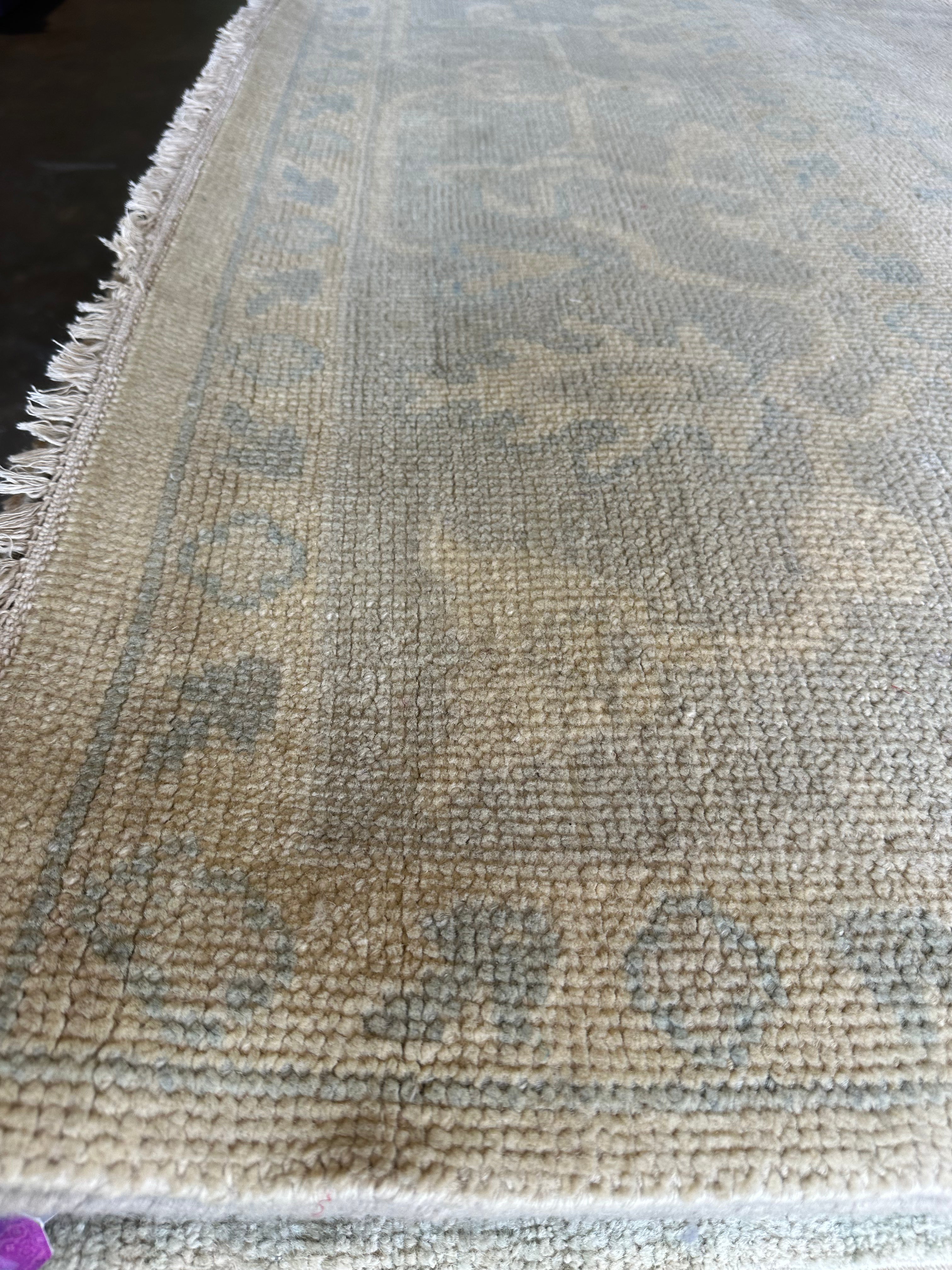 Dr. Clare Sharp 9x12 Beige Hand-Knotted Oushak Rug
