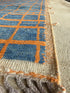 Lindsay Hubbard 5.2x8.7 Blue and Orange Hand-Knotted Afghani Moroccan Style Rug