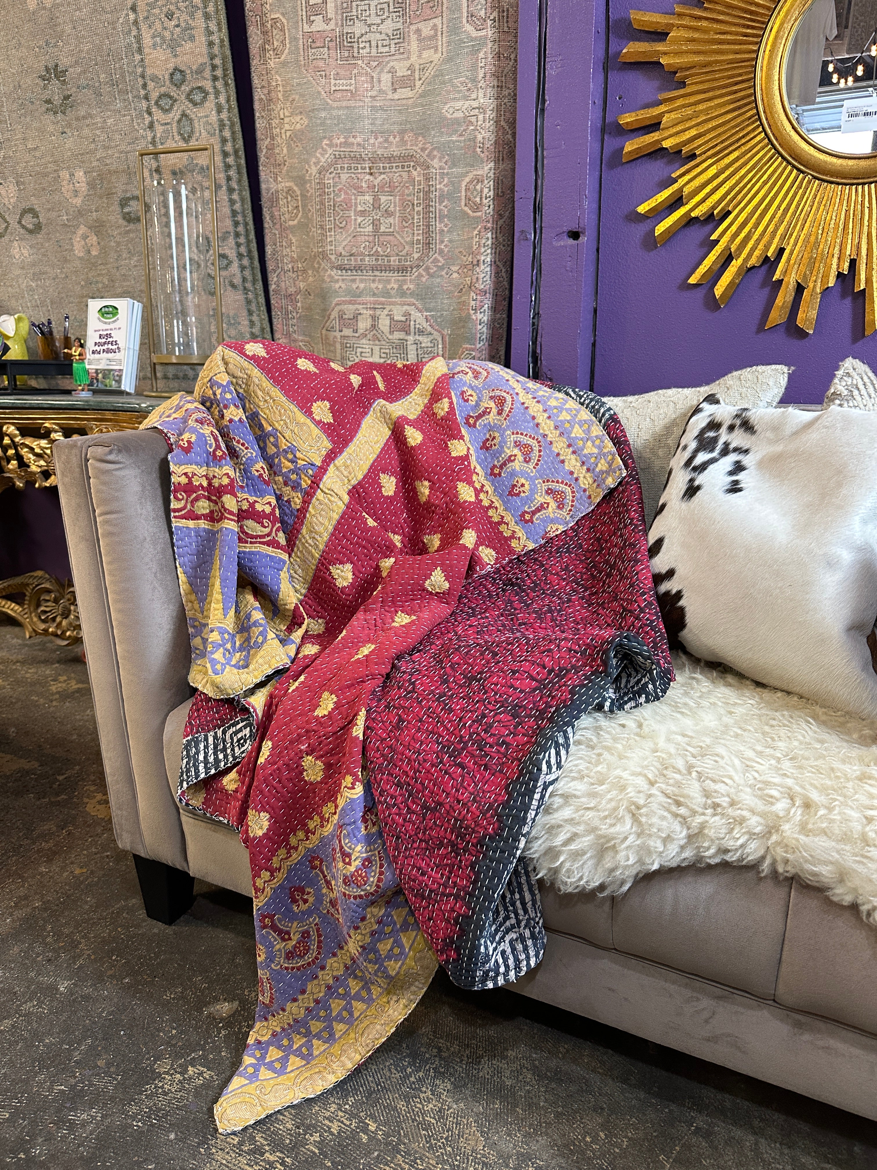 Kantha Reversible Recycled Cotton Throw