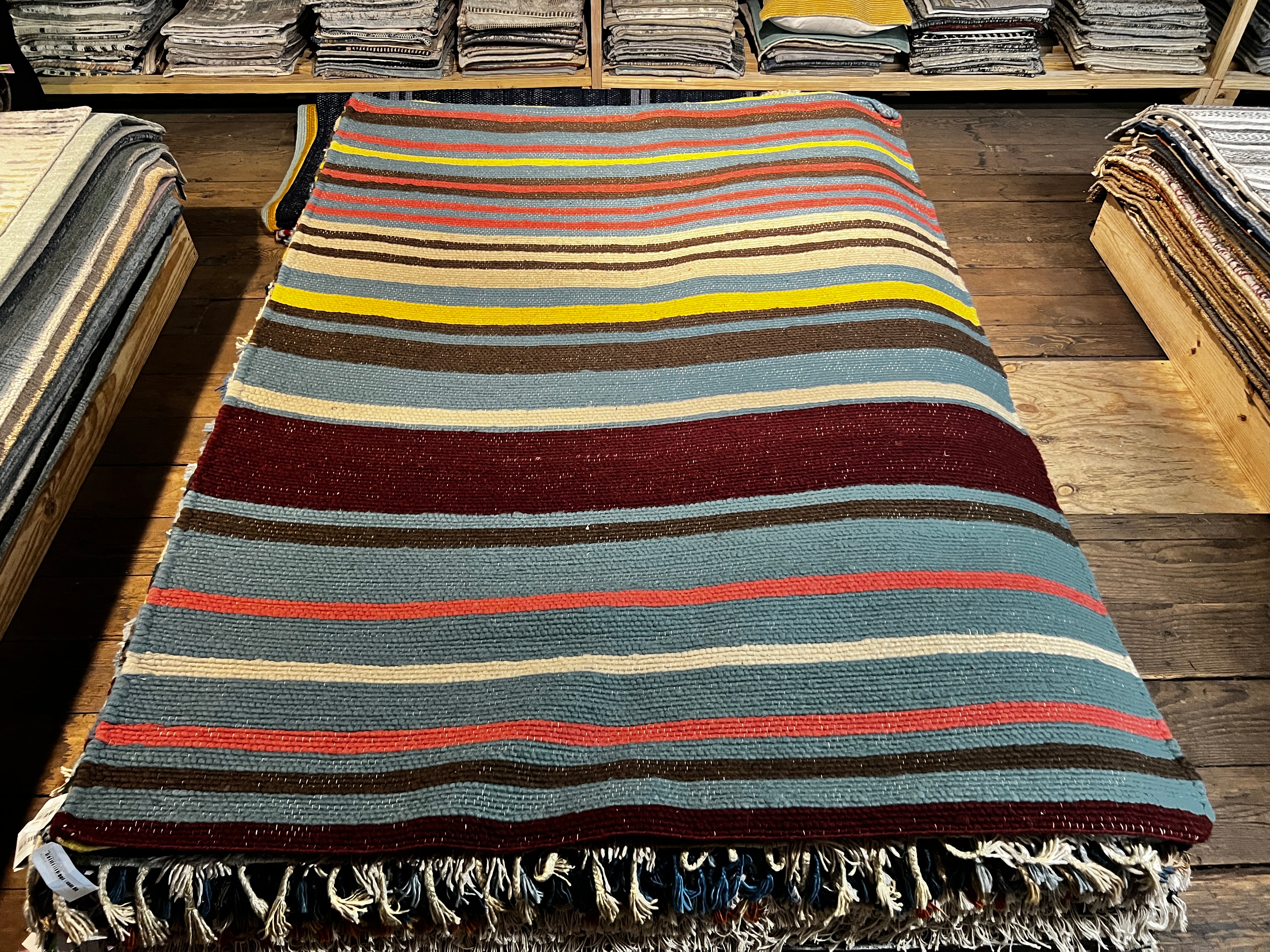 Barney Ross 5.3x7.9 Multi-Colored Handwoven Durrie Rug (Multiple Colors Available) | Banana Manor Rug Company