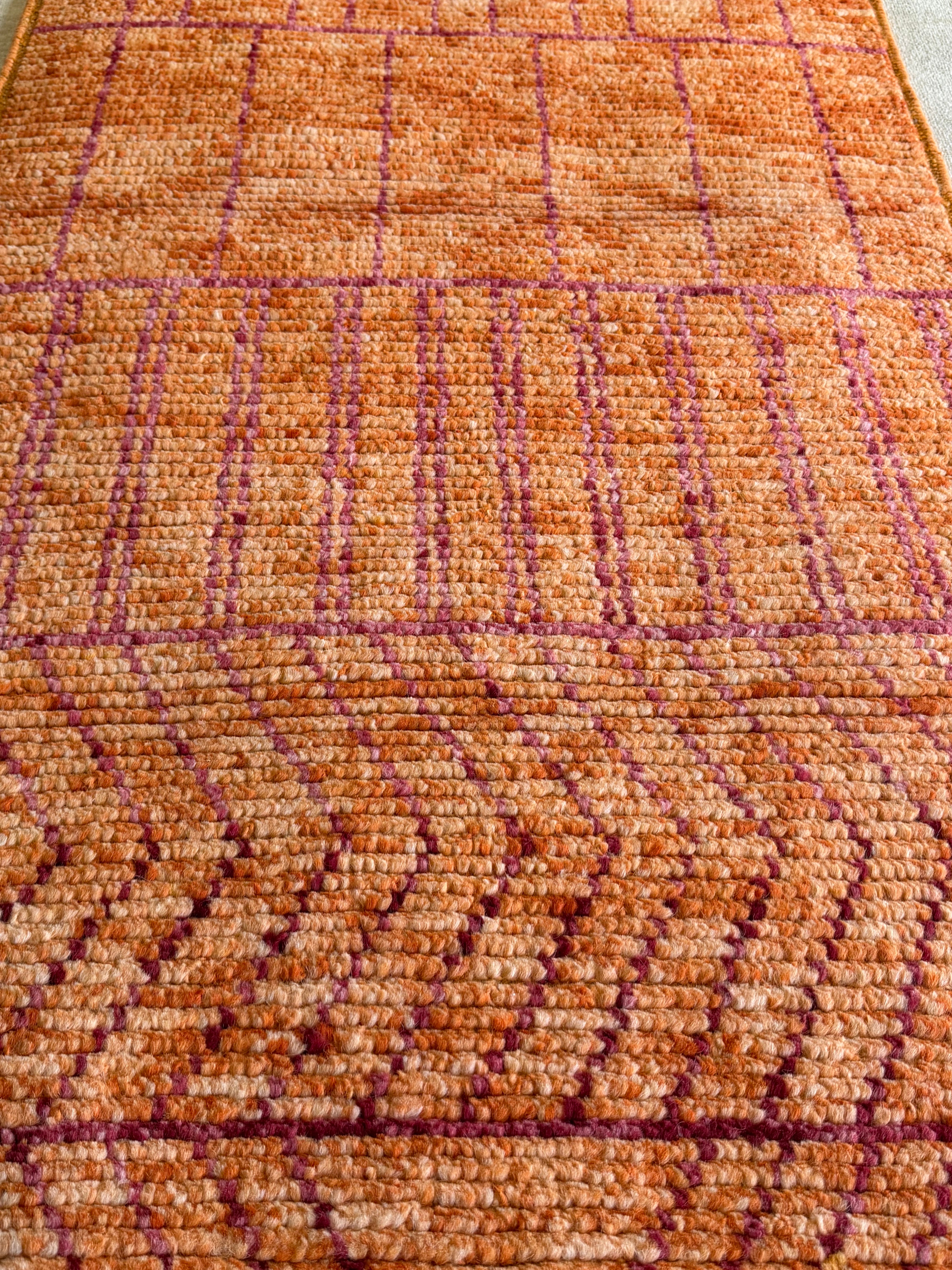 Hannah Berner 2.8x10.2 Orange Hand-Knotted Afghani Moroccan Style Rug