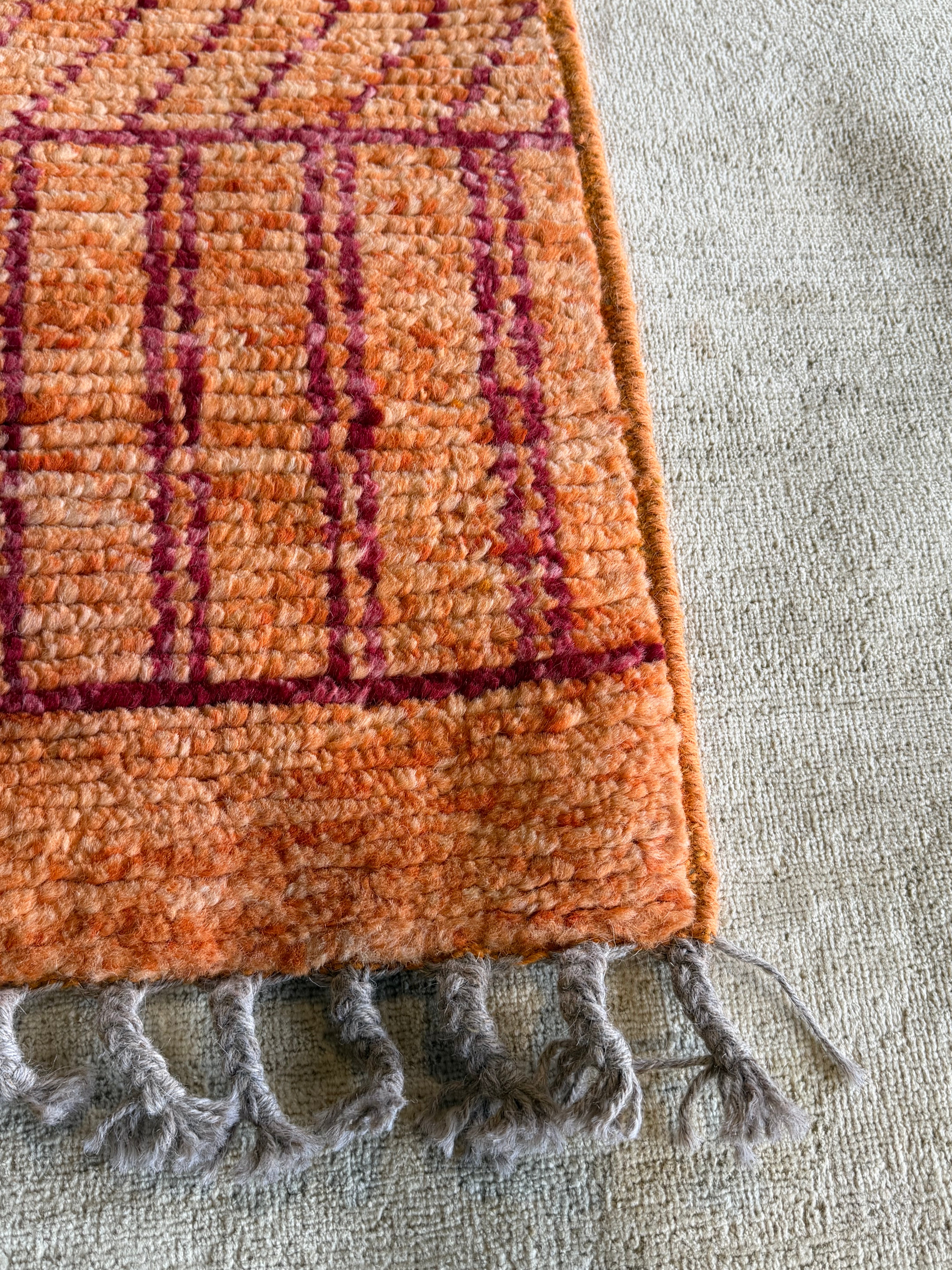 Hannah Berner 2.8x10.2 Orange Hand-Knotted Afghani Moroccan Style Rug