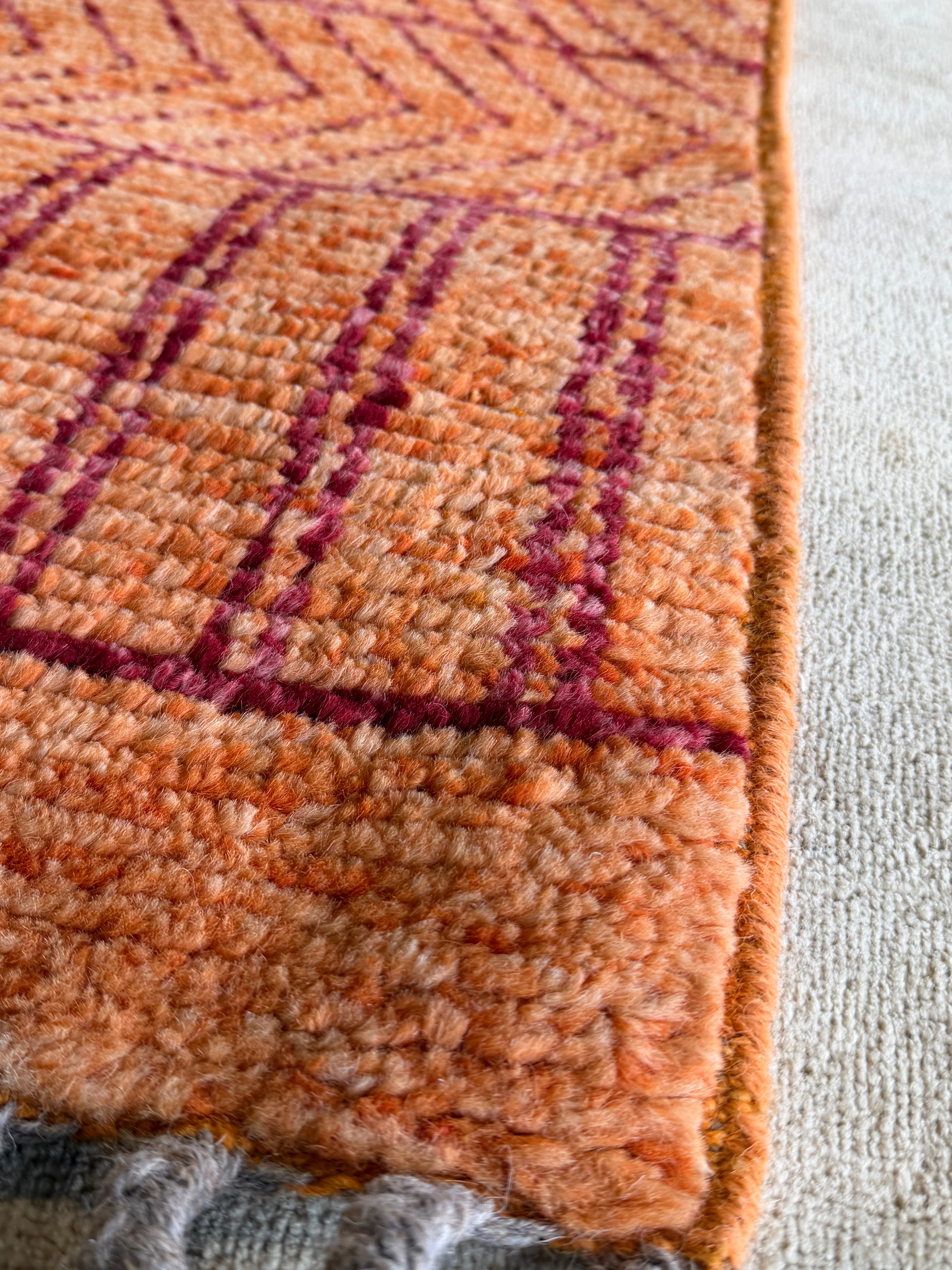 Hannah Berner 2.8x10.2 Orange Hand-Knotted Afghani Moroccan Style Rug