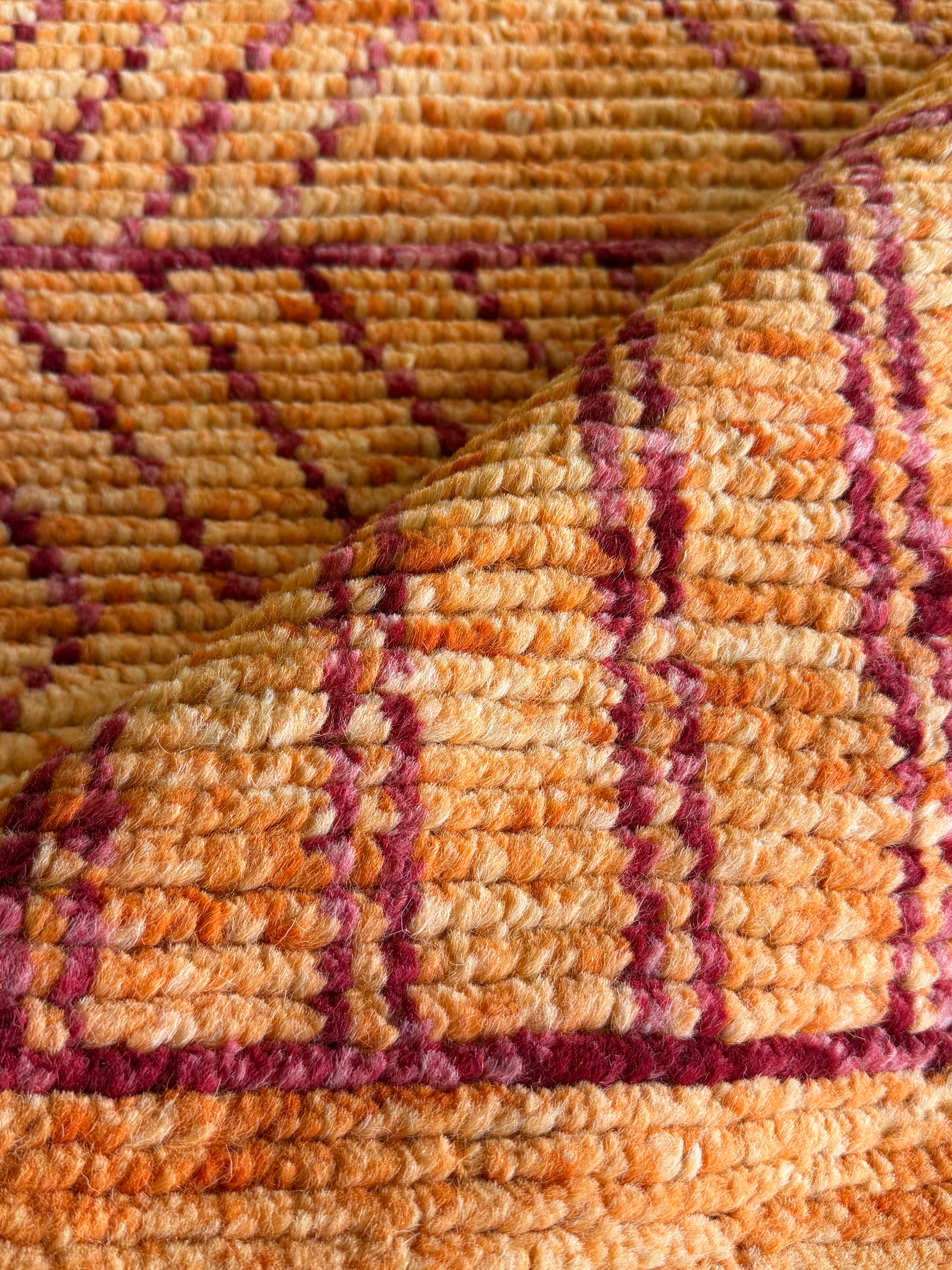 Hannah Berner 2.8x10.2 Orange Hand-Knotted Afghani Moroccan Style Rug