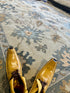 Celerie Kemble 9x12 Ivory and Grey Hand-Knotted Oushak Rug