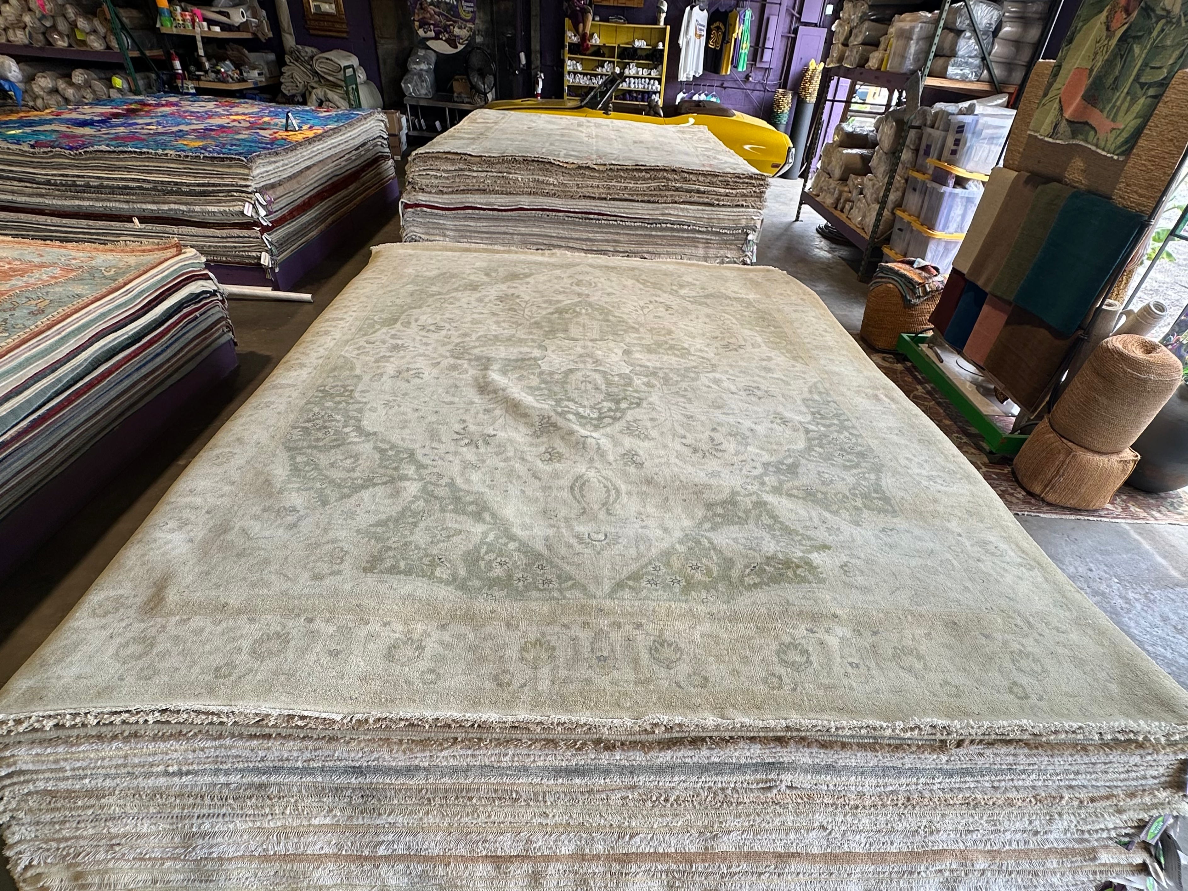 Kate Davis 9x12 Beige Hand-Knotted Oushak Rug