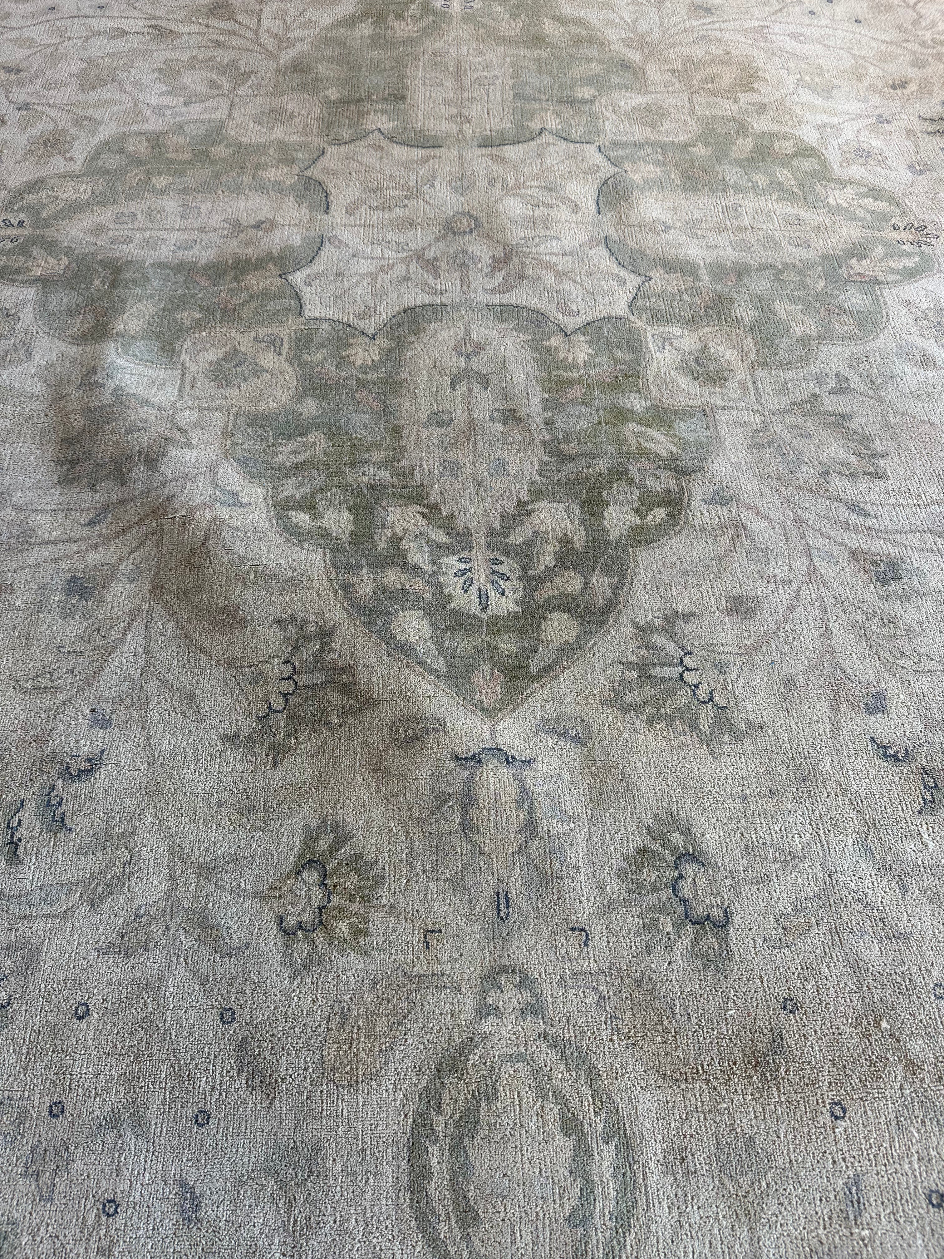 Kate Davis 9x12 Beige Hand-Knotted Oushak Rug