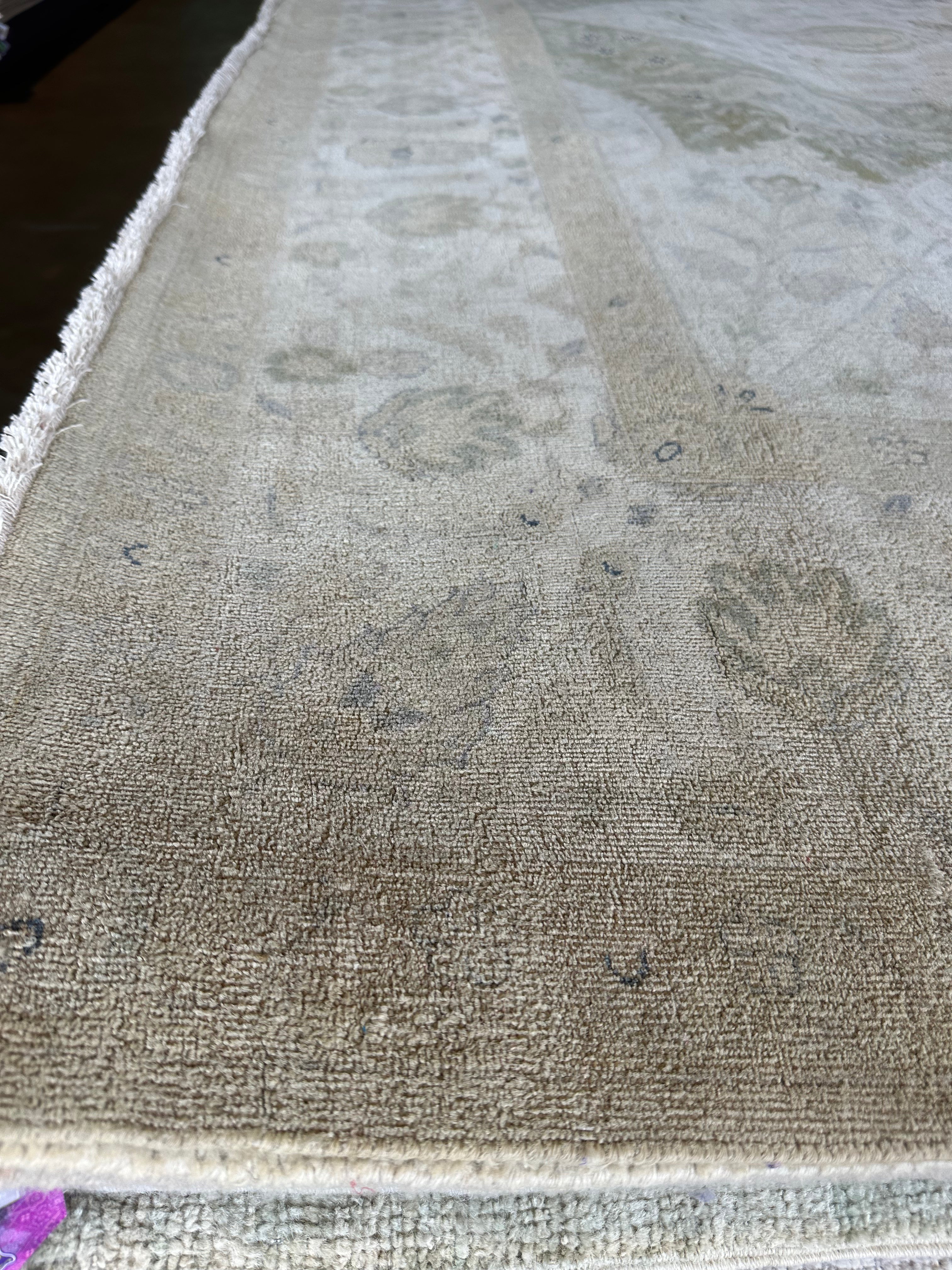 Kate Davis 9x12 Beige Hand-Knotted Oushak Rug