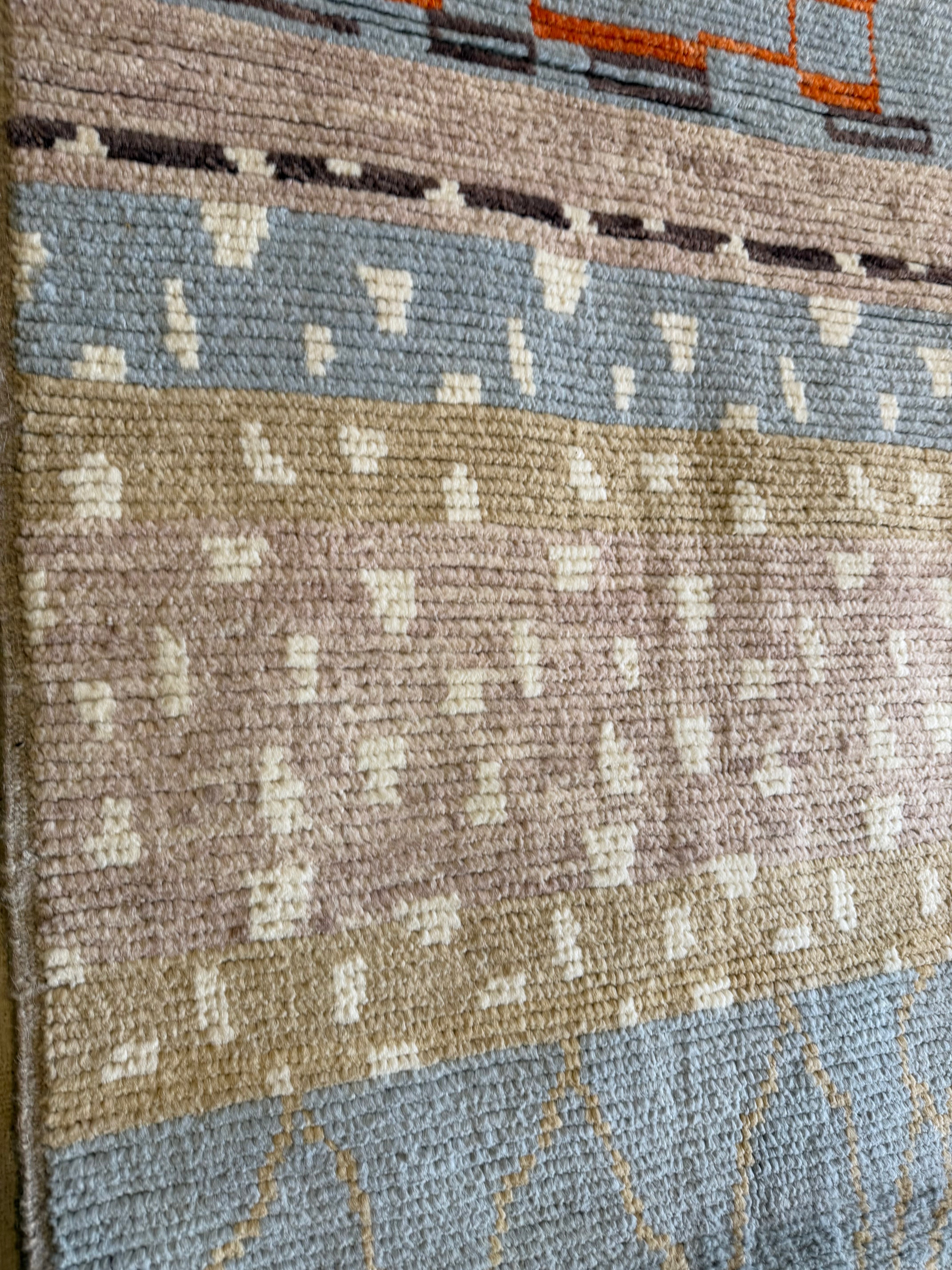 Mya Allen 6.5x10.4 Light Blue Multi Hand-Knotted Afghani Moroccan Style Rug