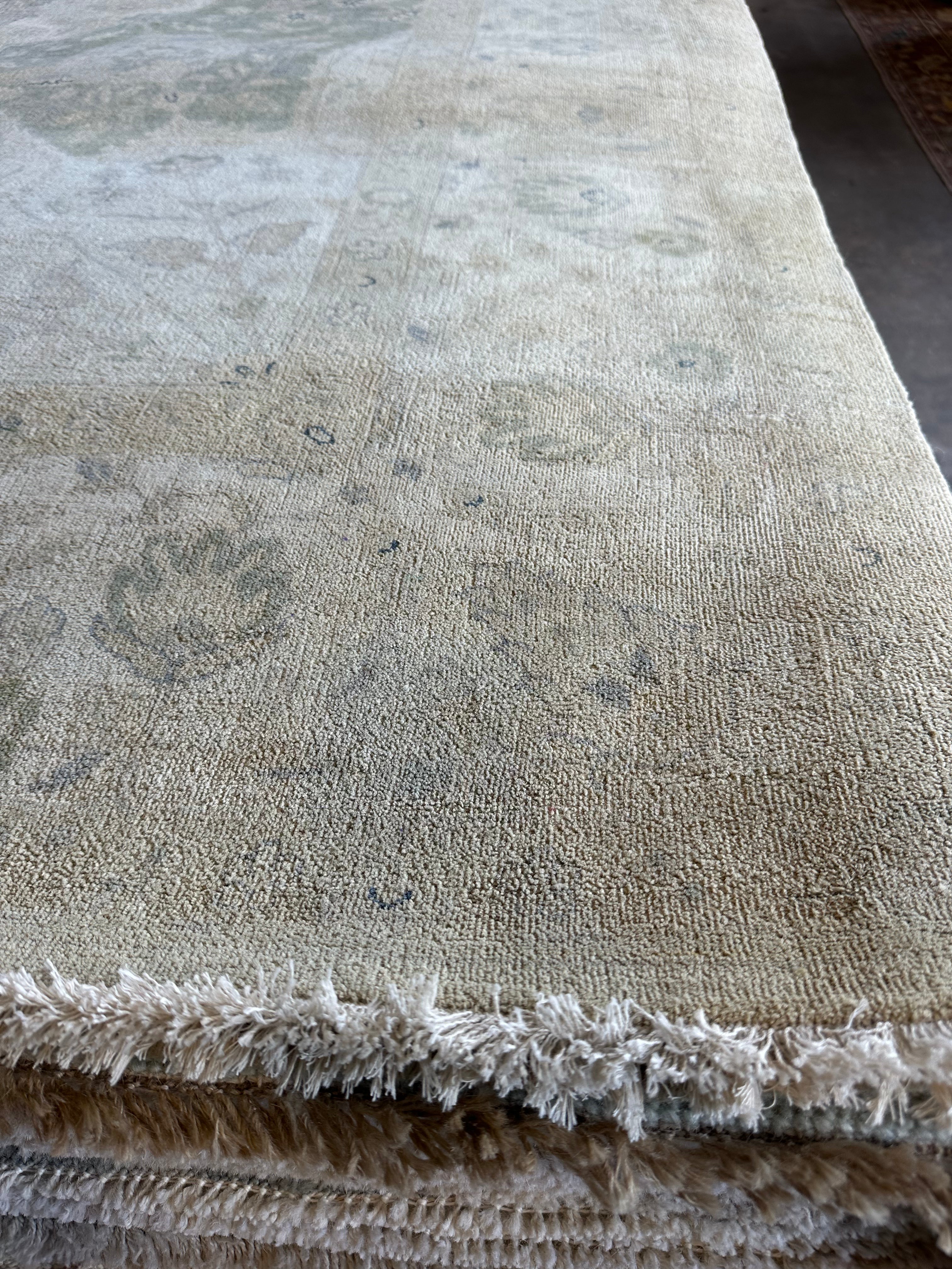 Kate Davis 9x12 Beige Hand-Knotted Oushak Rug