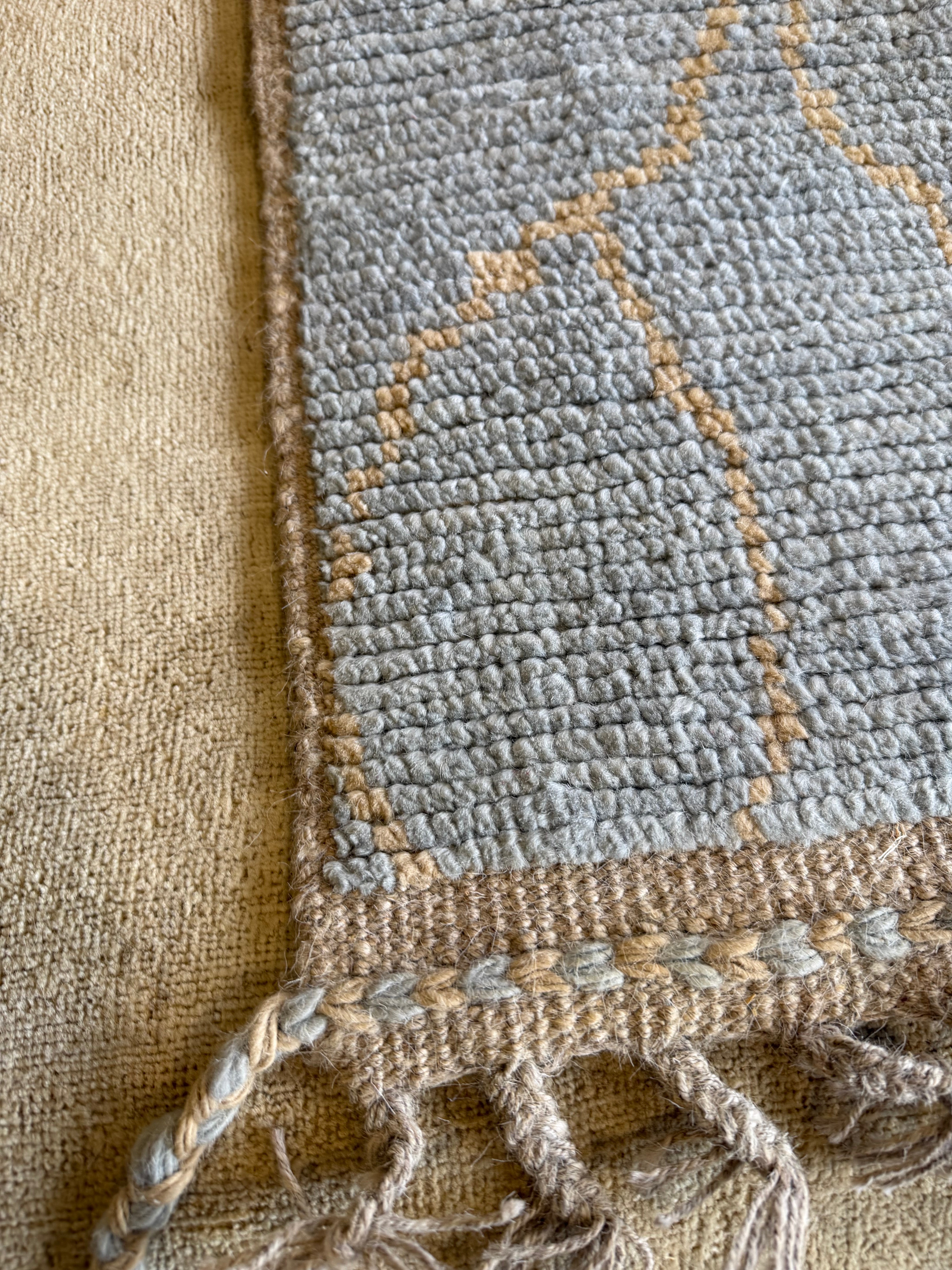 Mya Allen 6.5x10.4 Light Blue Multi Hand-Knotted Afghani Moroccan Style Rug