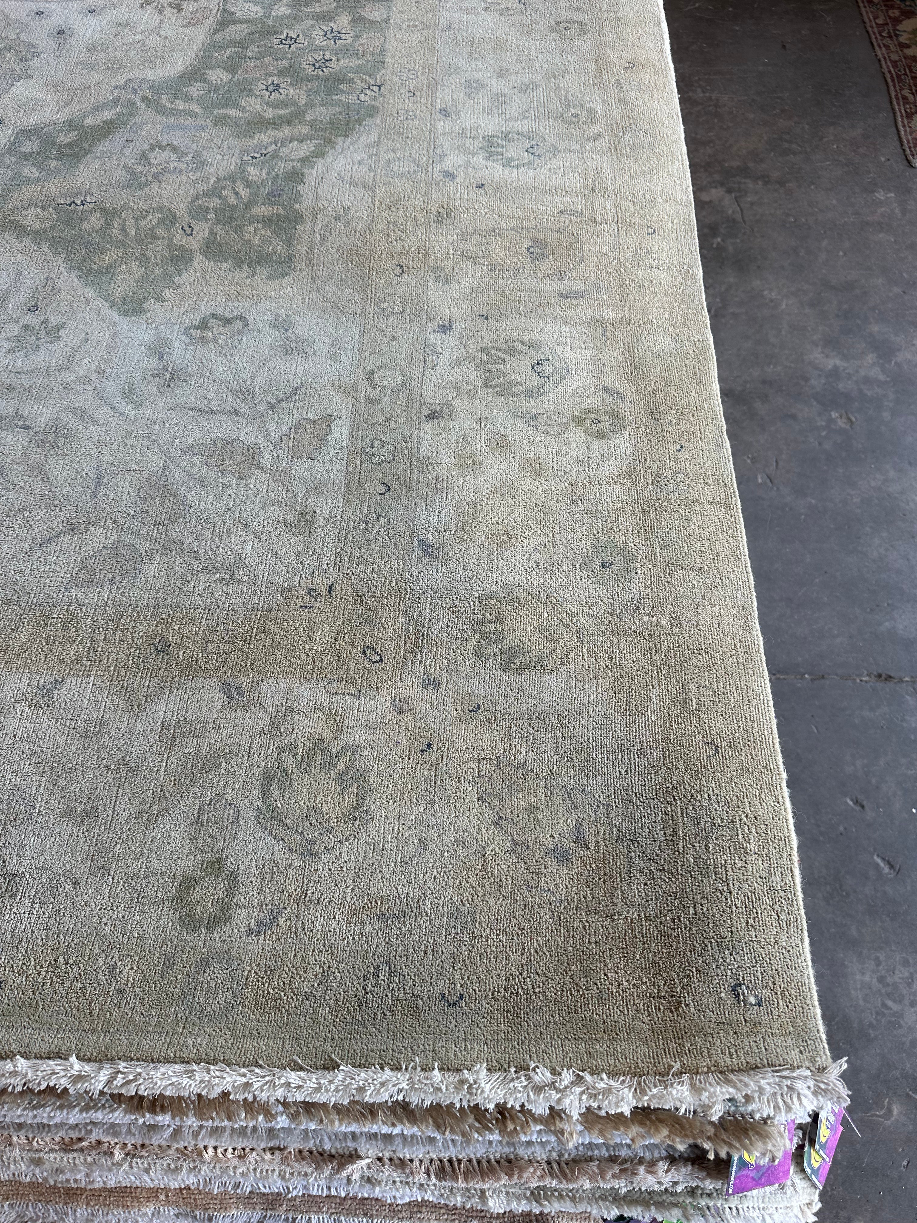 Kate Davis 9x12 Beige Hand-Knotted Oushak Rug