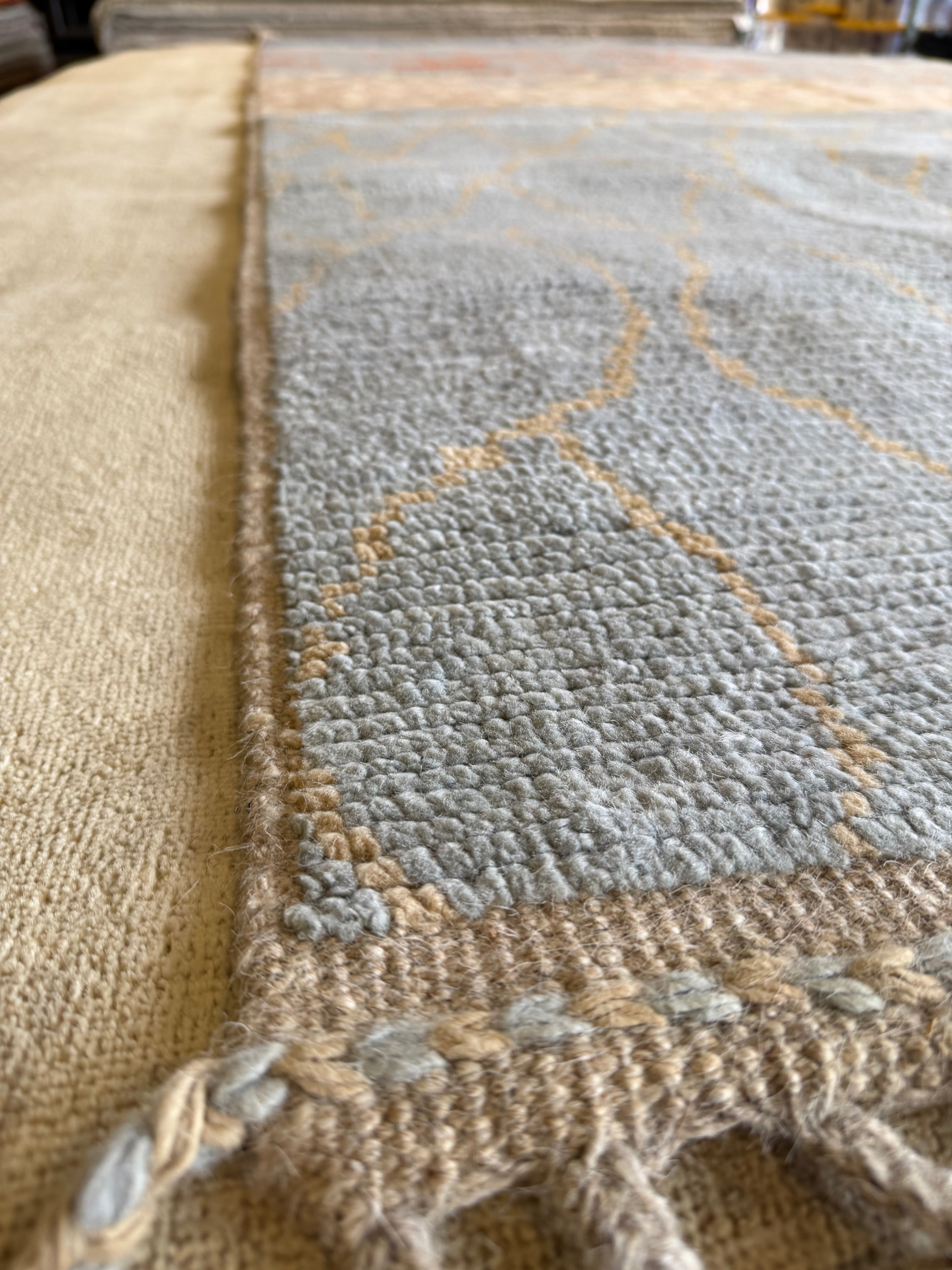 Mya Allen 6.5x10.4 Light Blue Multi Hand-Knotted Afghani Moroccan Style Rug