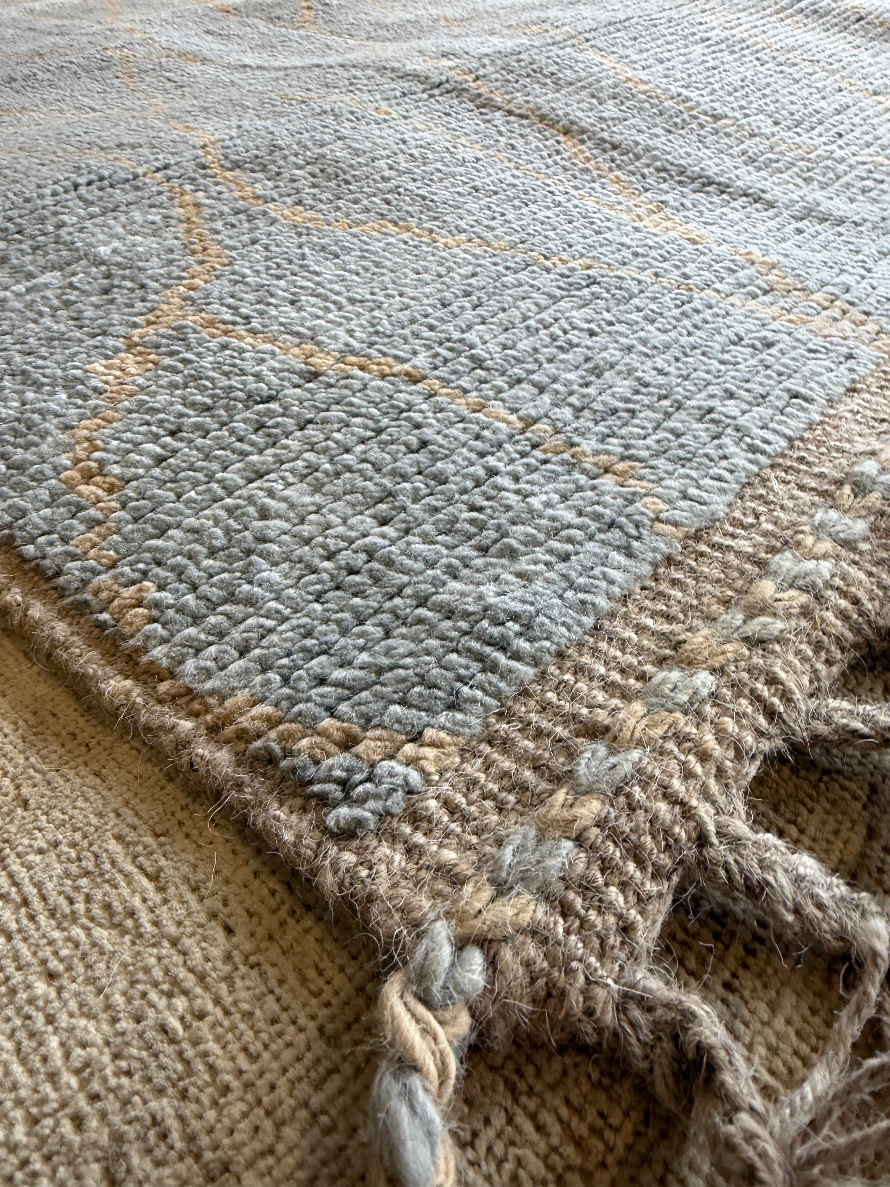 Mya Allen 6.5x10.4 Light Blue Multi Hand-Knotted Afghani Moroccan Style Rug