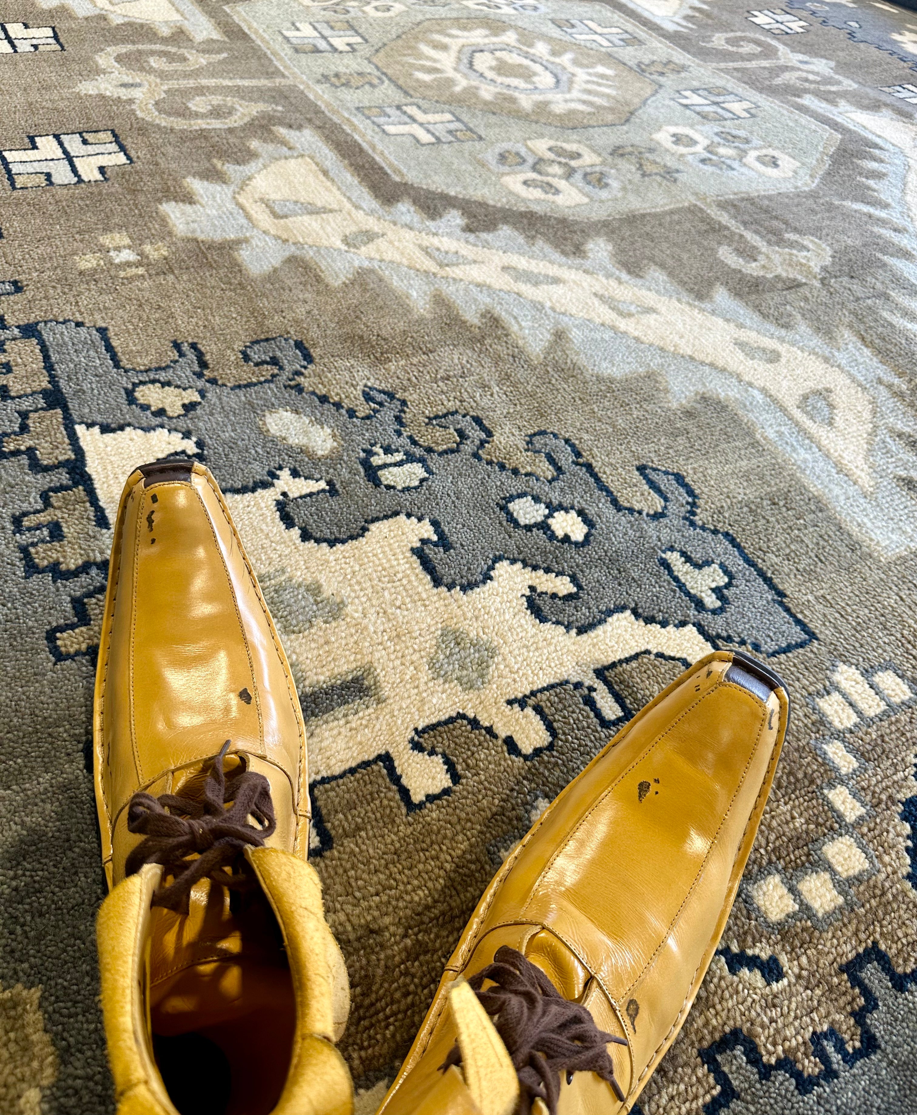 Tatyana Arntgolts 9x11.9 Hand-Knotted Oushak Rug Brown and Dark Grey
