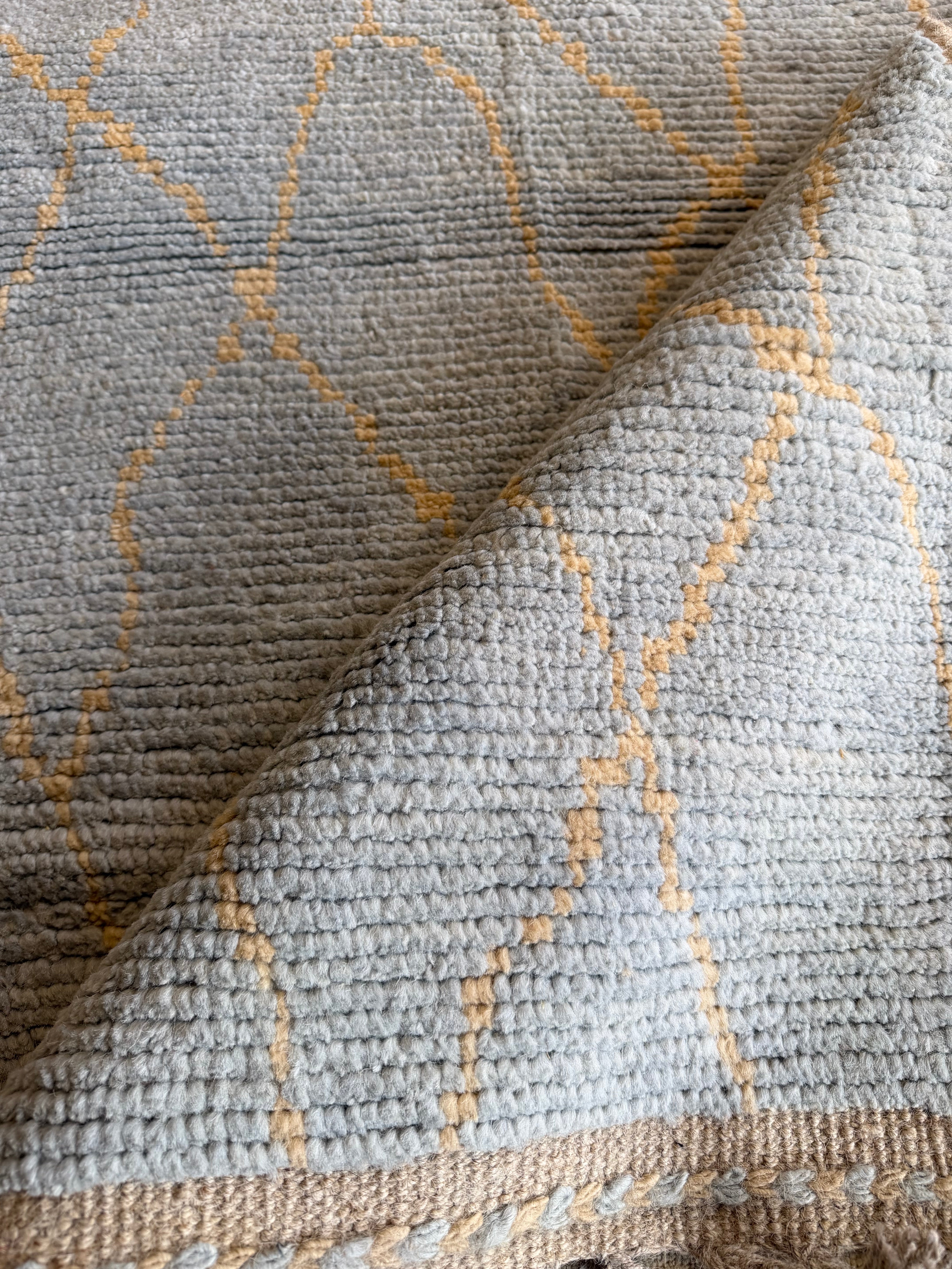 Mya Allen 6.5x10.4 Light Blue Multi Hand-Knotted Afghani Moroccan Style Rug