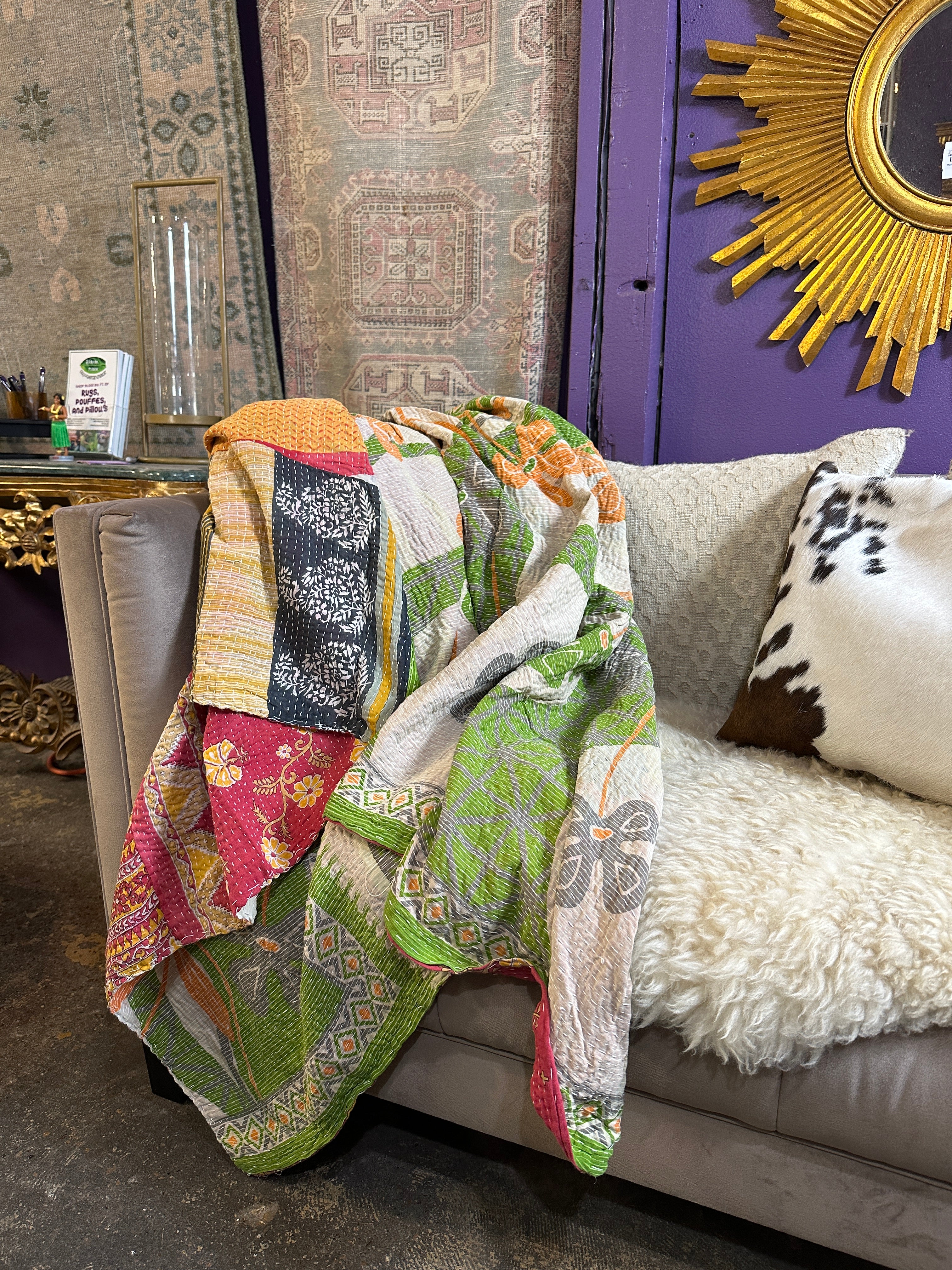 Kantha Reversible Recycled Cotton Throw