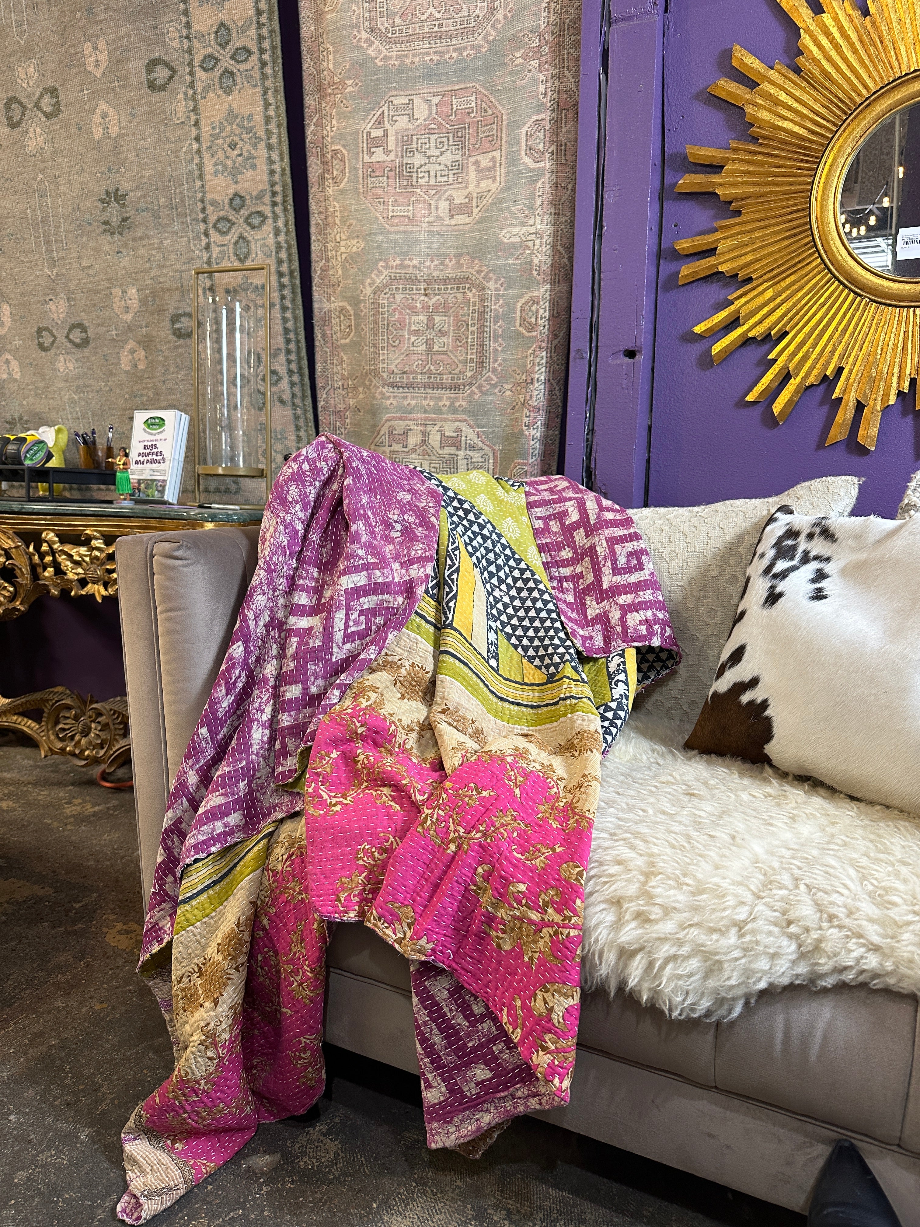 Kantha Reversible Recycled Cotton Throw