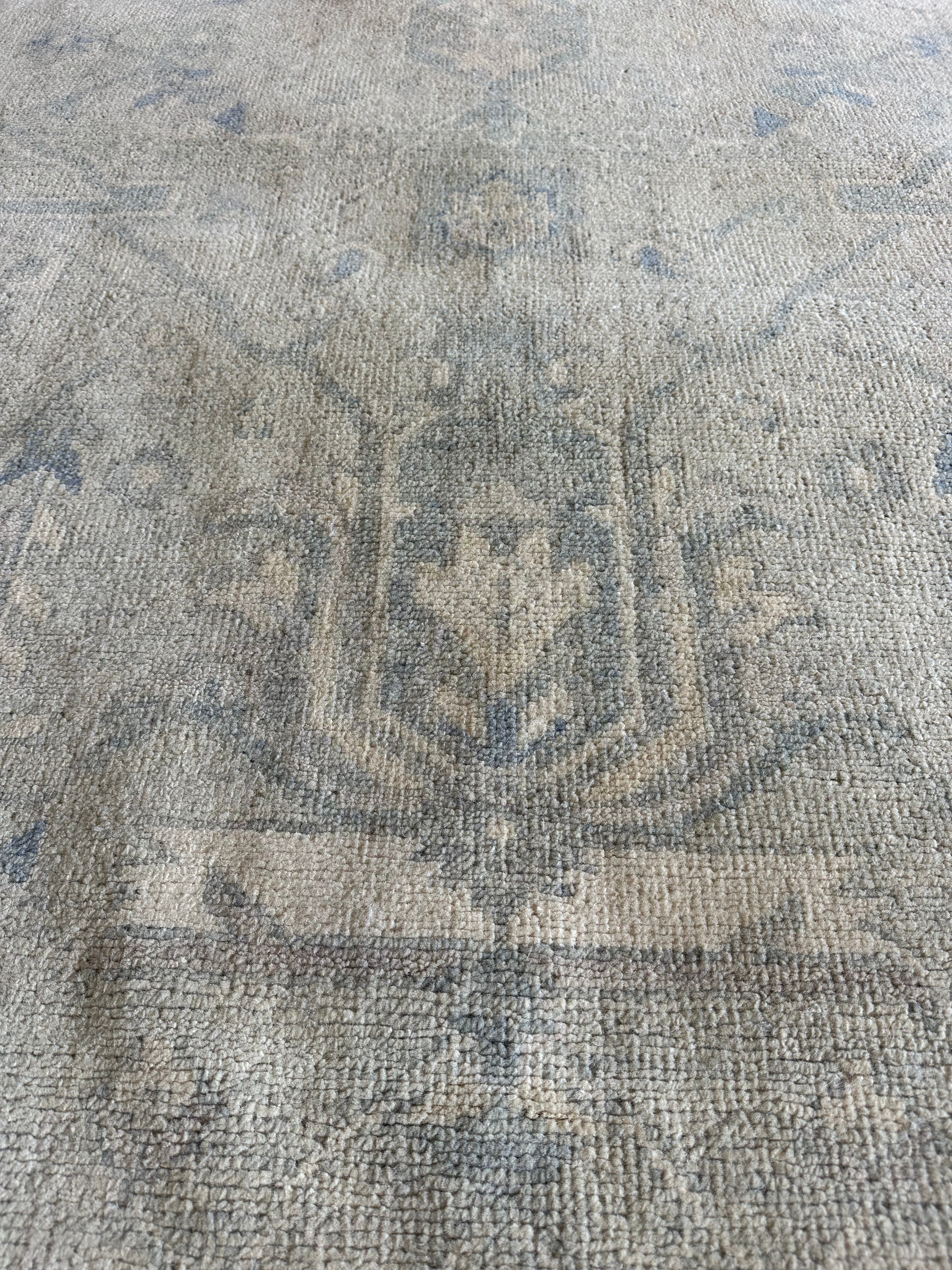 Stacy Murphy Gold 9x12 Grey Hand-Knotted Oushak Rug