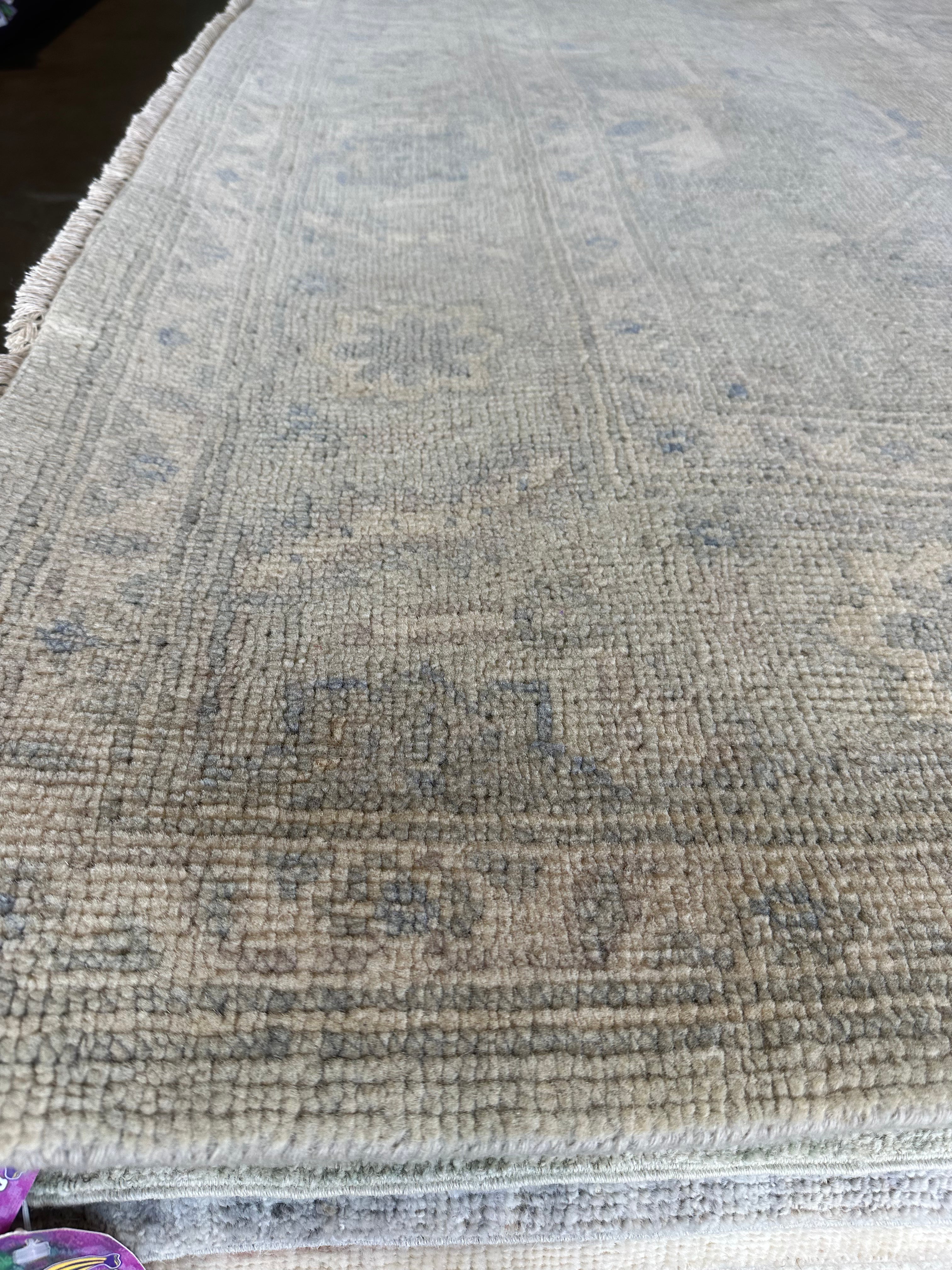 Stacy Murphy Gold 9x12 Grey Hand-Knotted Oushak Rug