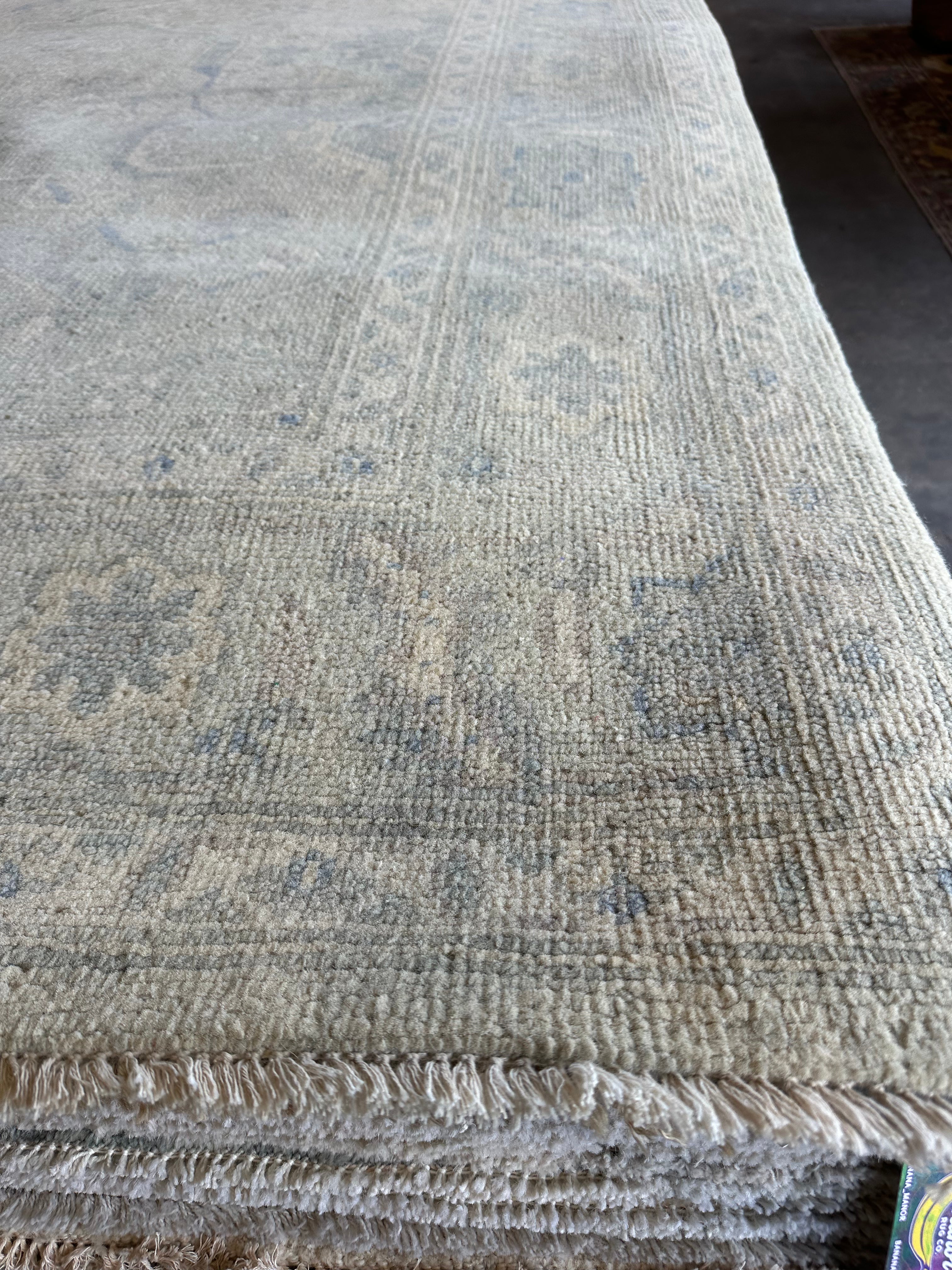 Stacy Murphy Gold 9x12 Grey Hand-Knotted Oushak Rug