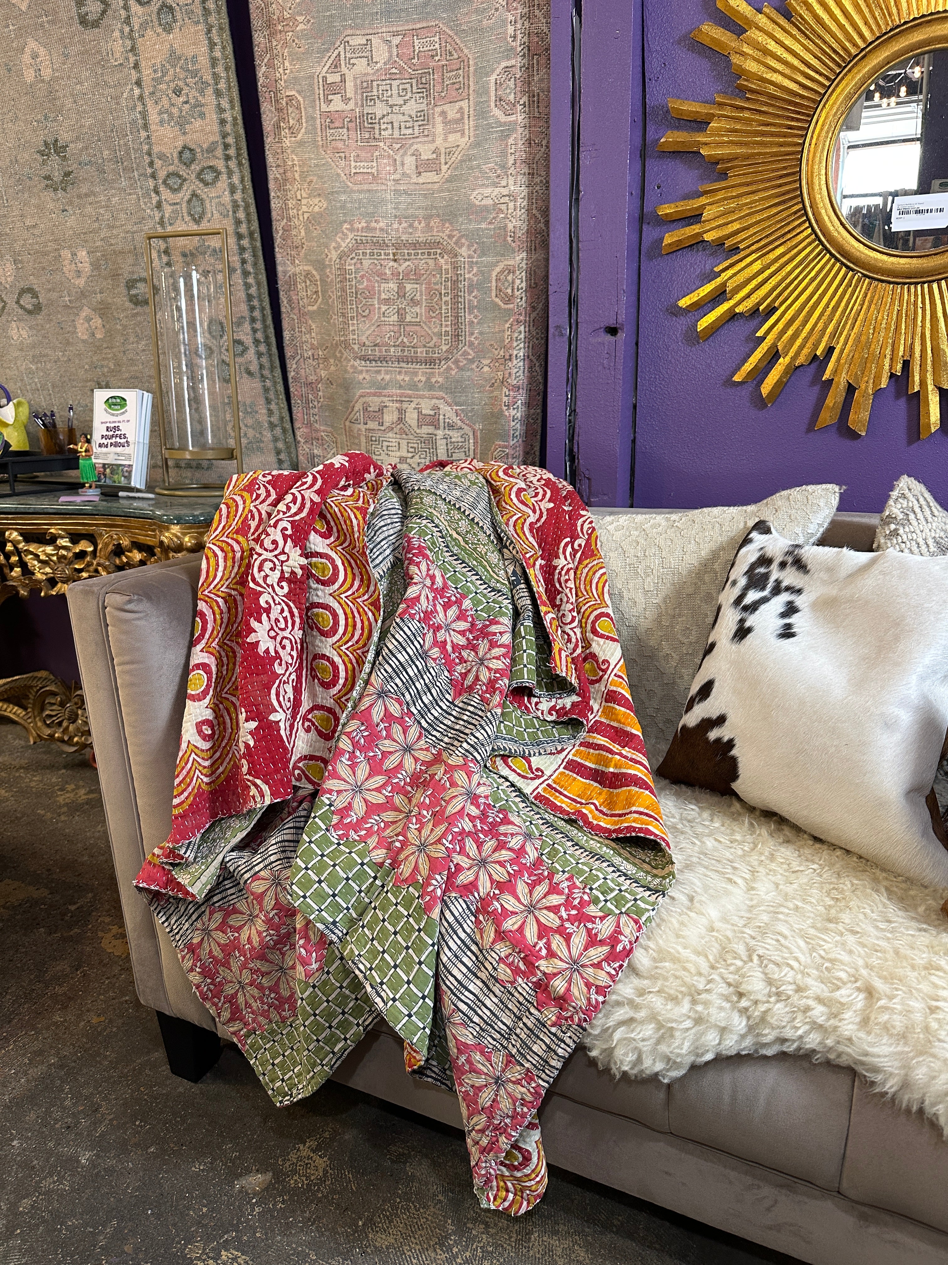 Kantha Reversible Recycled Cotton Throw