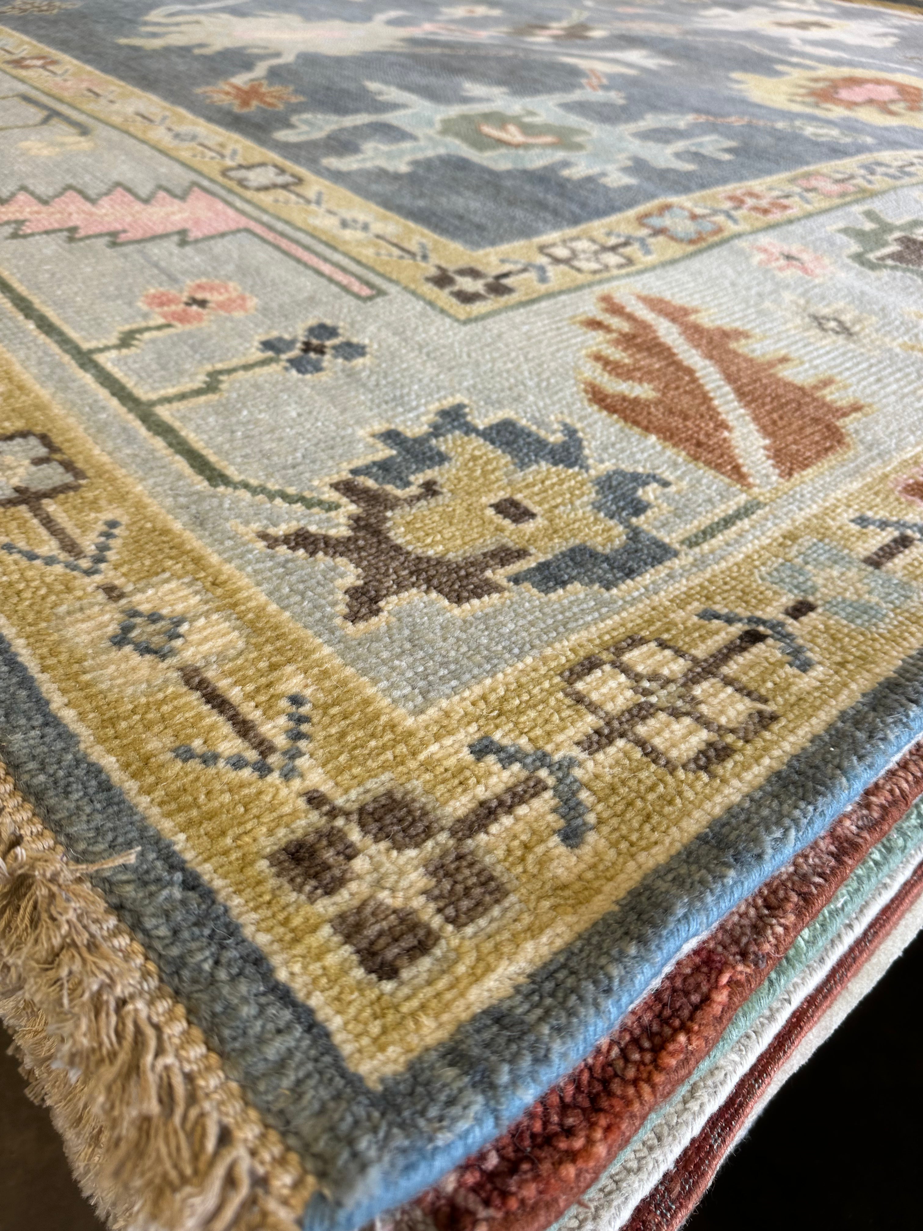 Gitta Robinson 9x12 Multi Color Hand-Knotted Oushak Rug