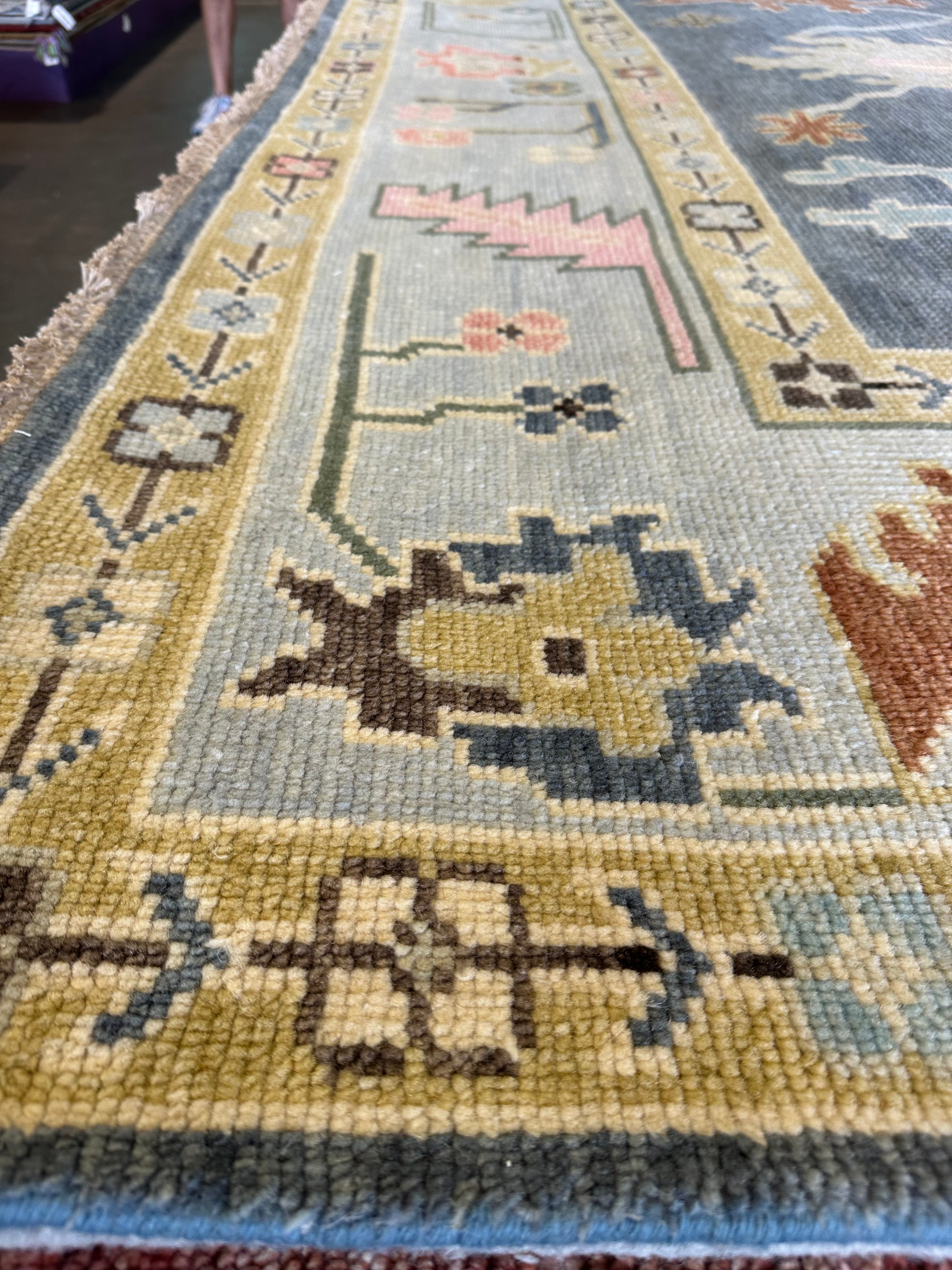 Gitta Robinson 9x12 Multi Color Hand-Knotted Oushak Rug