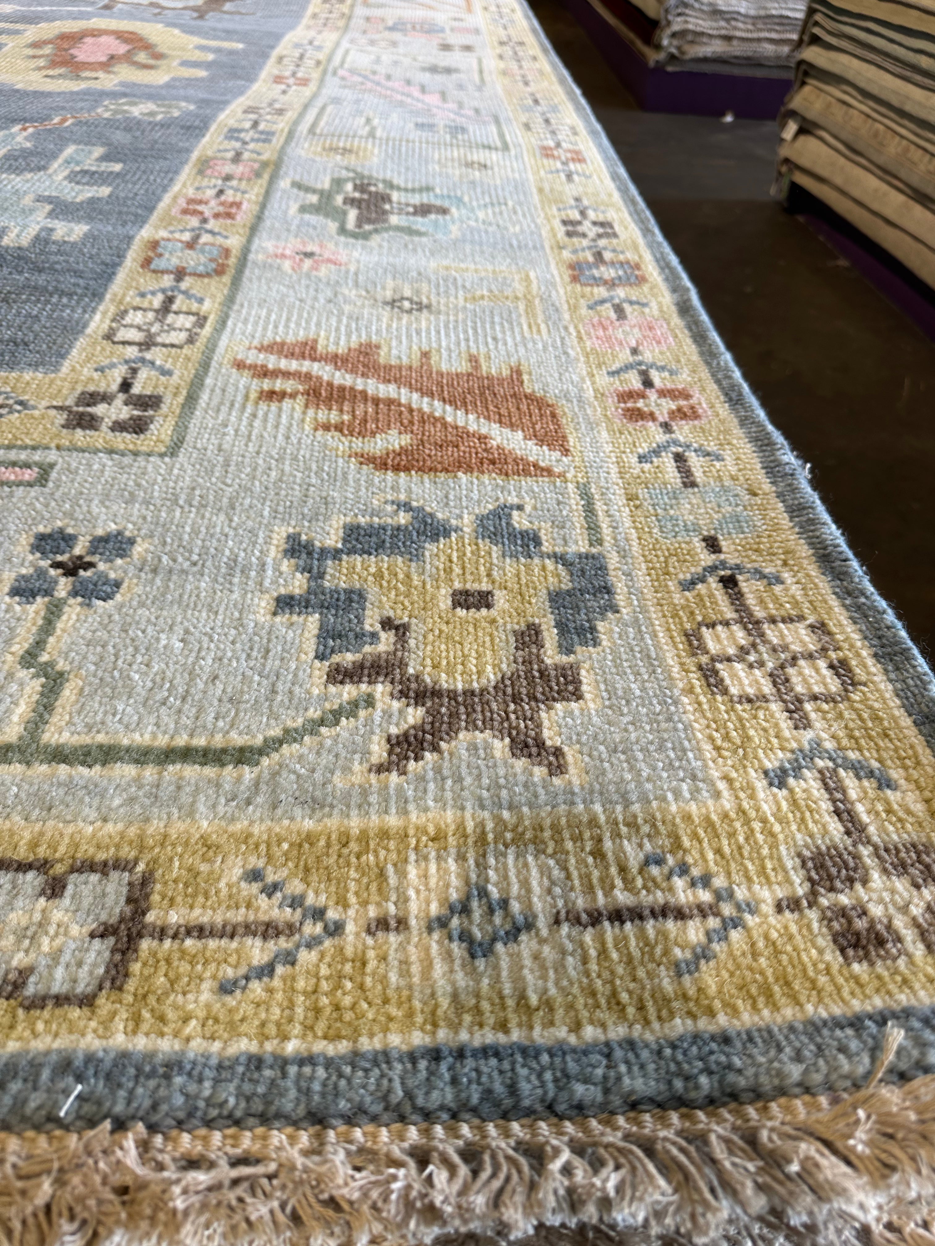 Gitta Robinson 9x12 Multi Color Hand-Knotted Oushak Rug