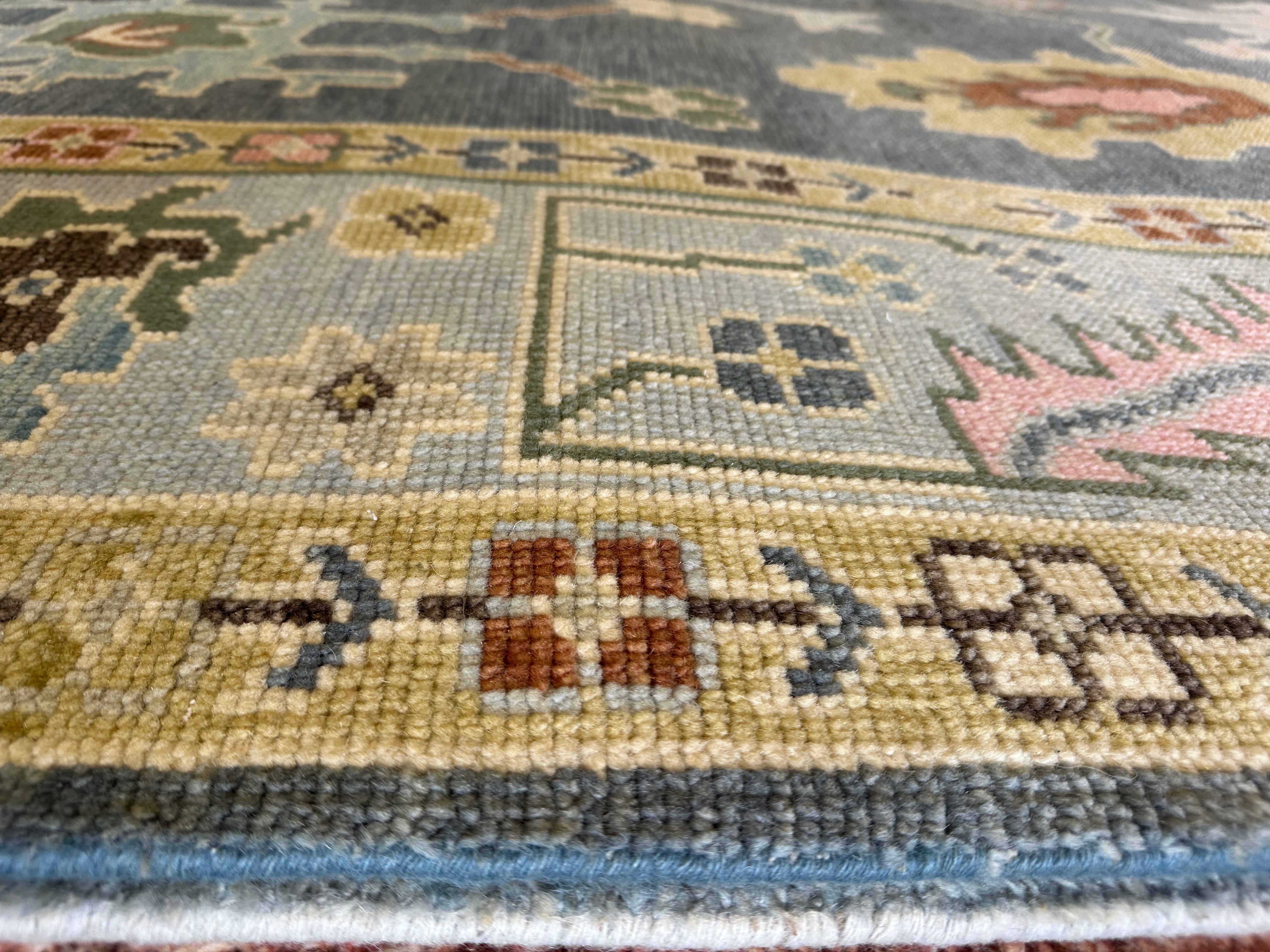 Gitta Robinson 9x12 Multi Color Hand-Knotted Oushak Rug