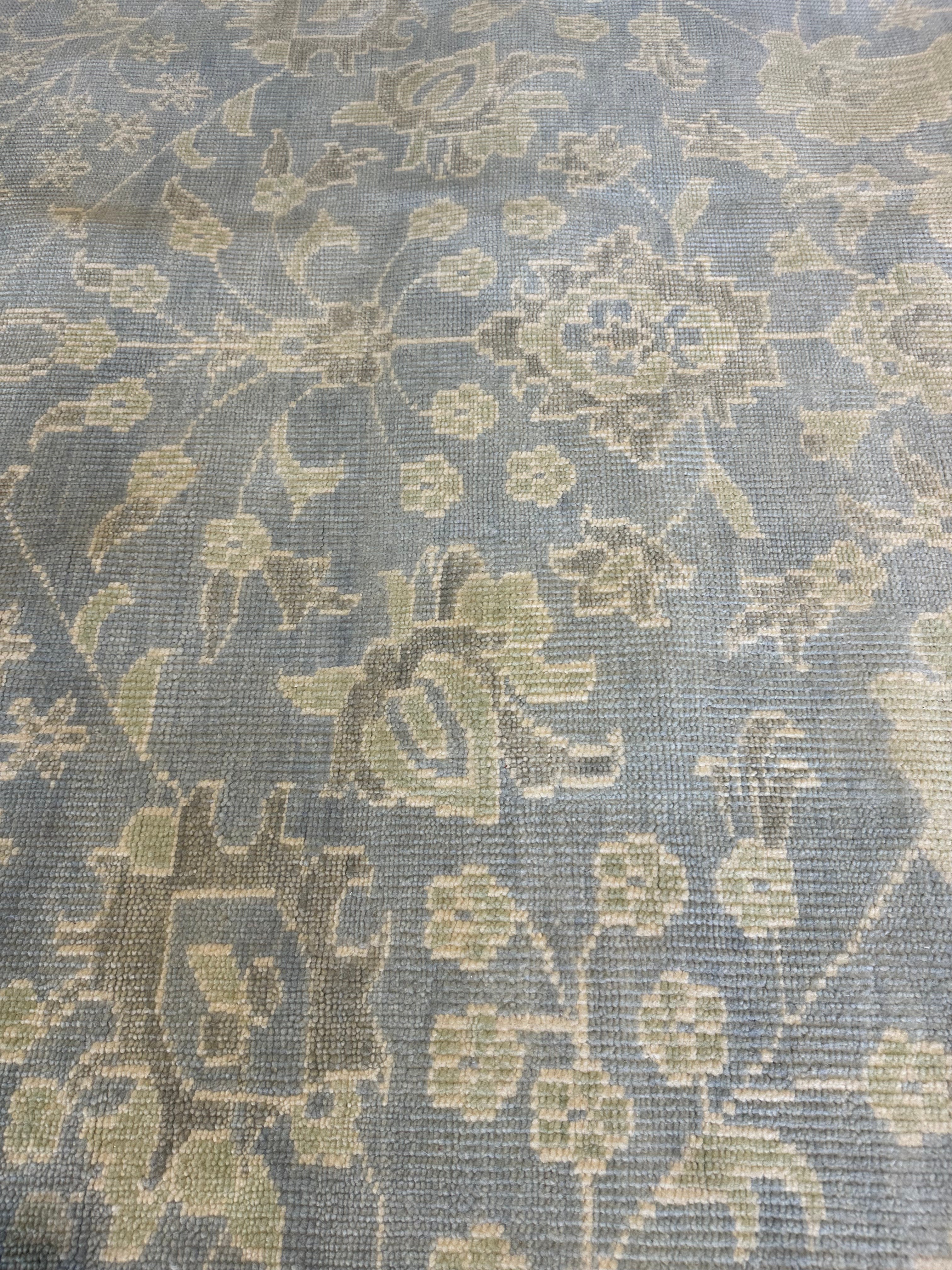 Portia D. Harris 9x12 Light Blue Hand-Knotted Oushak Rug