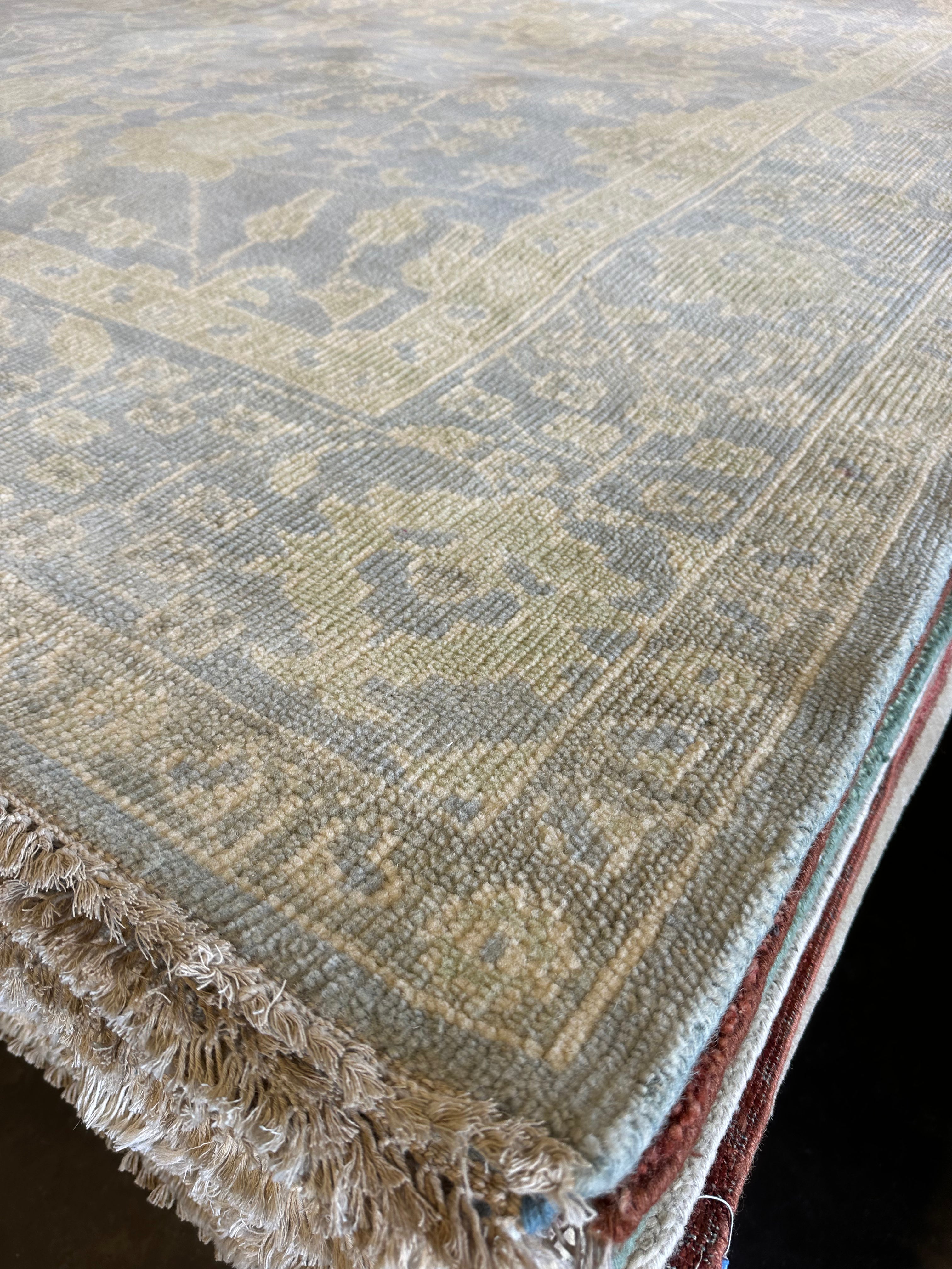 Portia D. Harris 9x12 Light Blue Hand-Knotted Oushak Rug