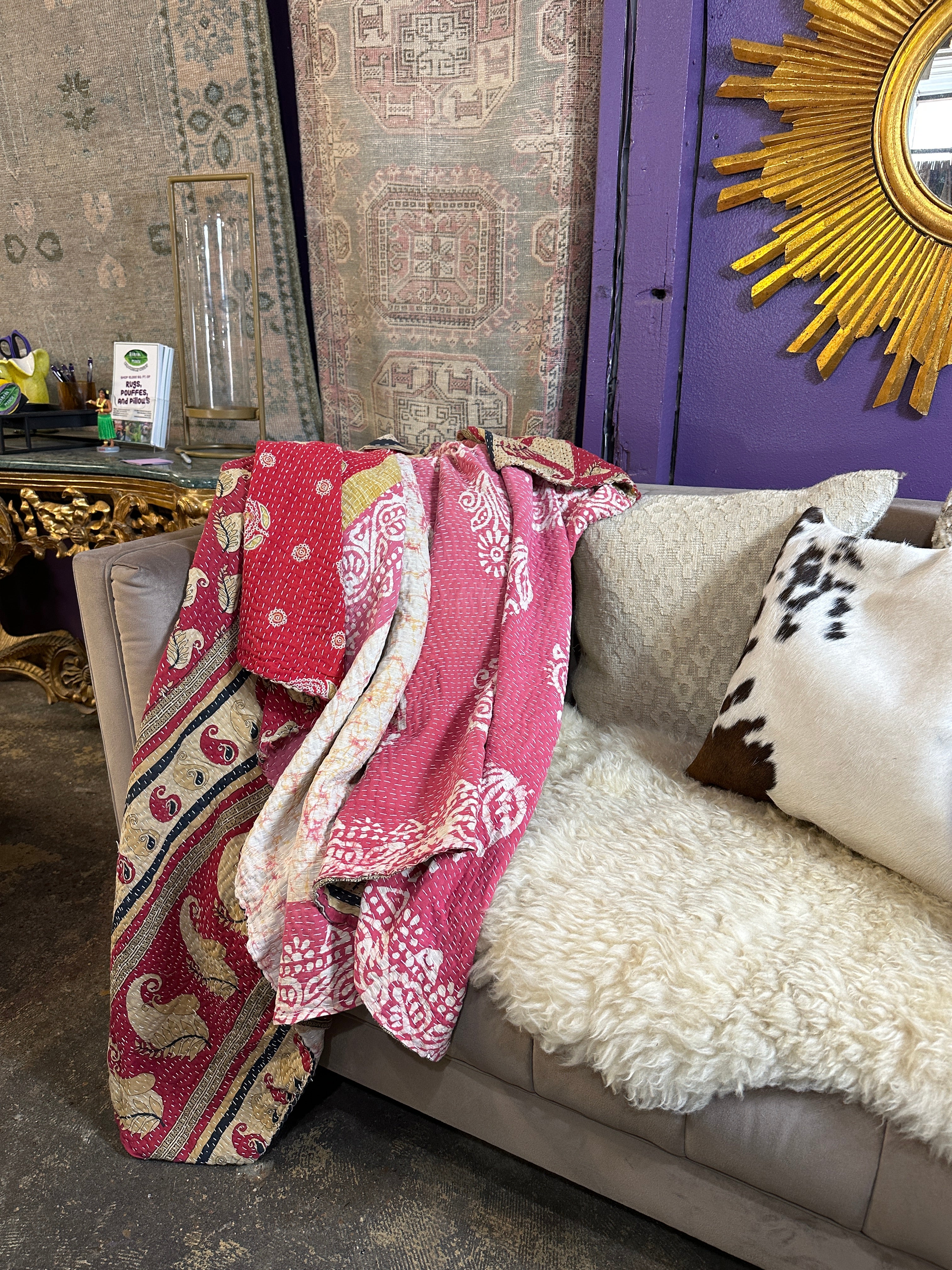 Kantha Reversible Recycled Cotton Throw