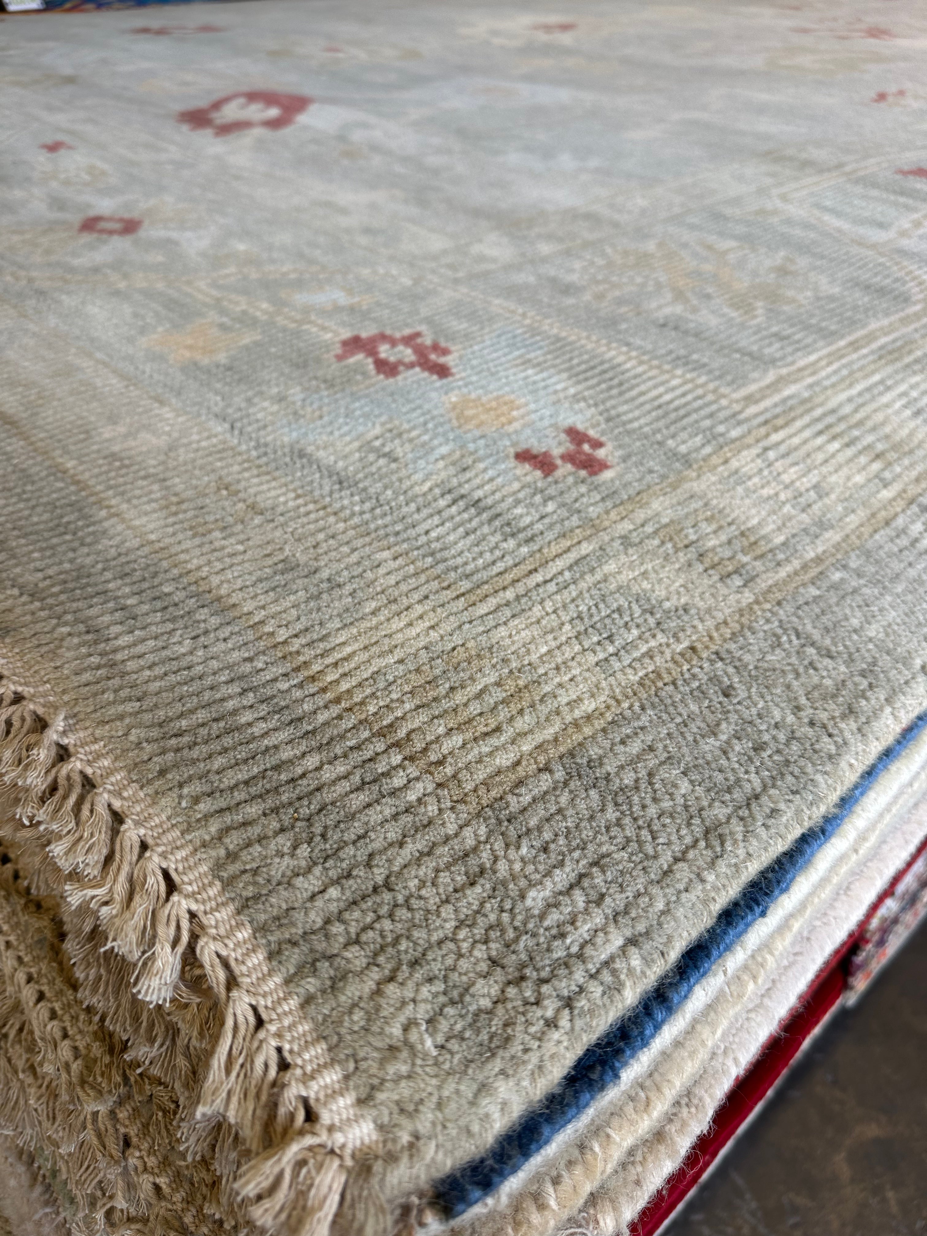 Shelby Leshine 9.9x14 Grey Hand-Knotted Oushak Rug
