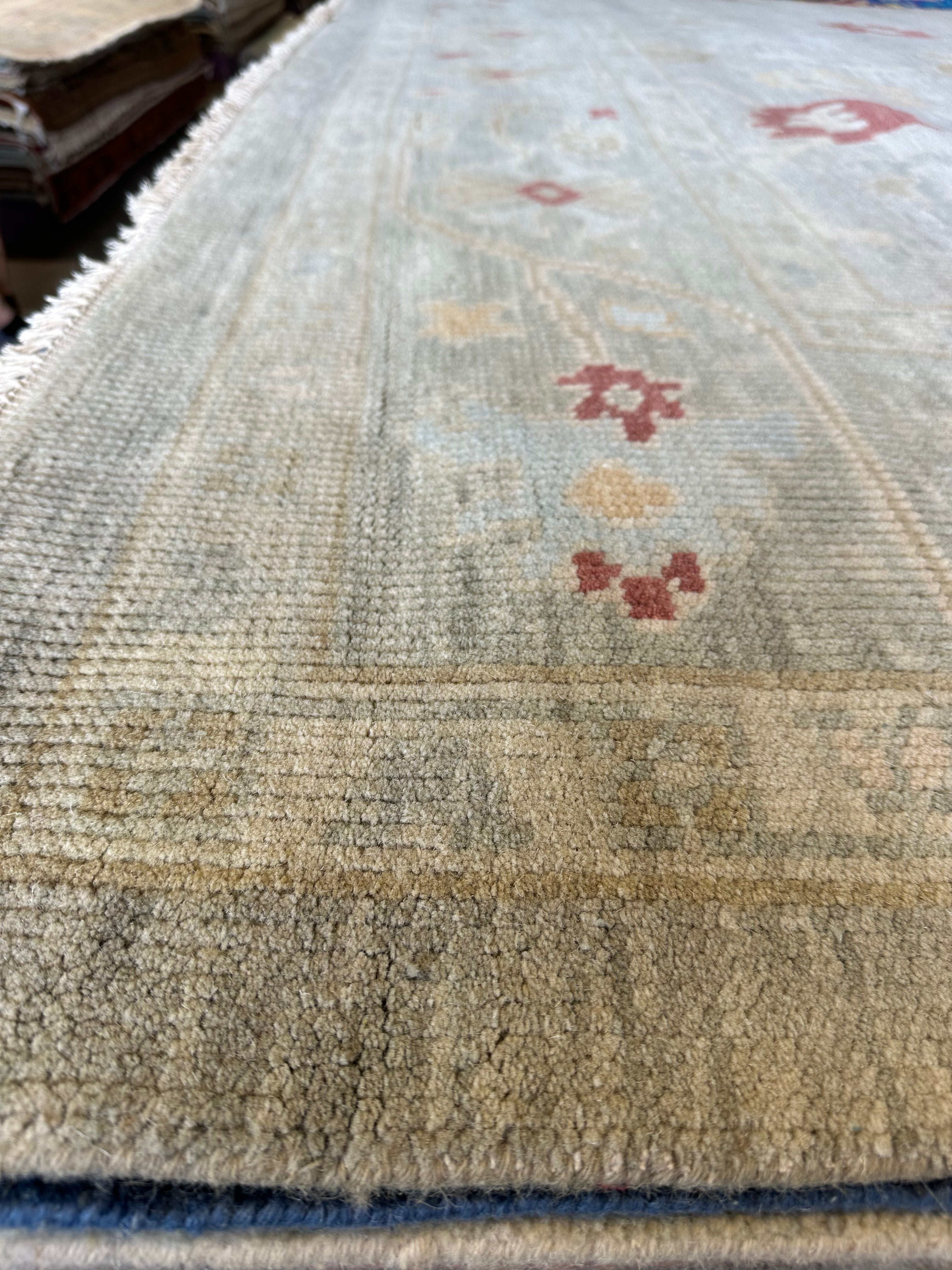 Shelby Leshine 9.9x14 Grey Hand-Knotted Oushak Rug