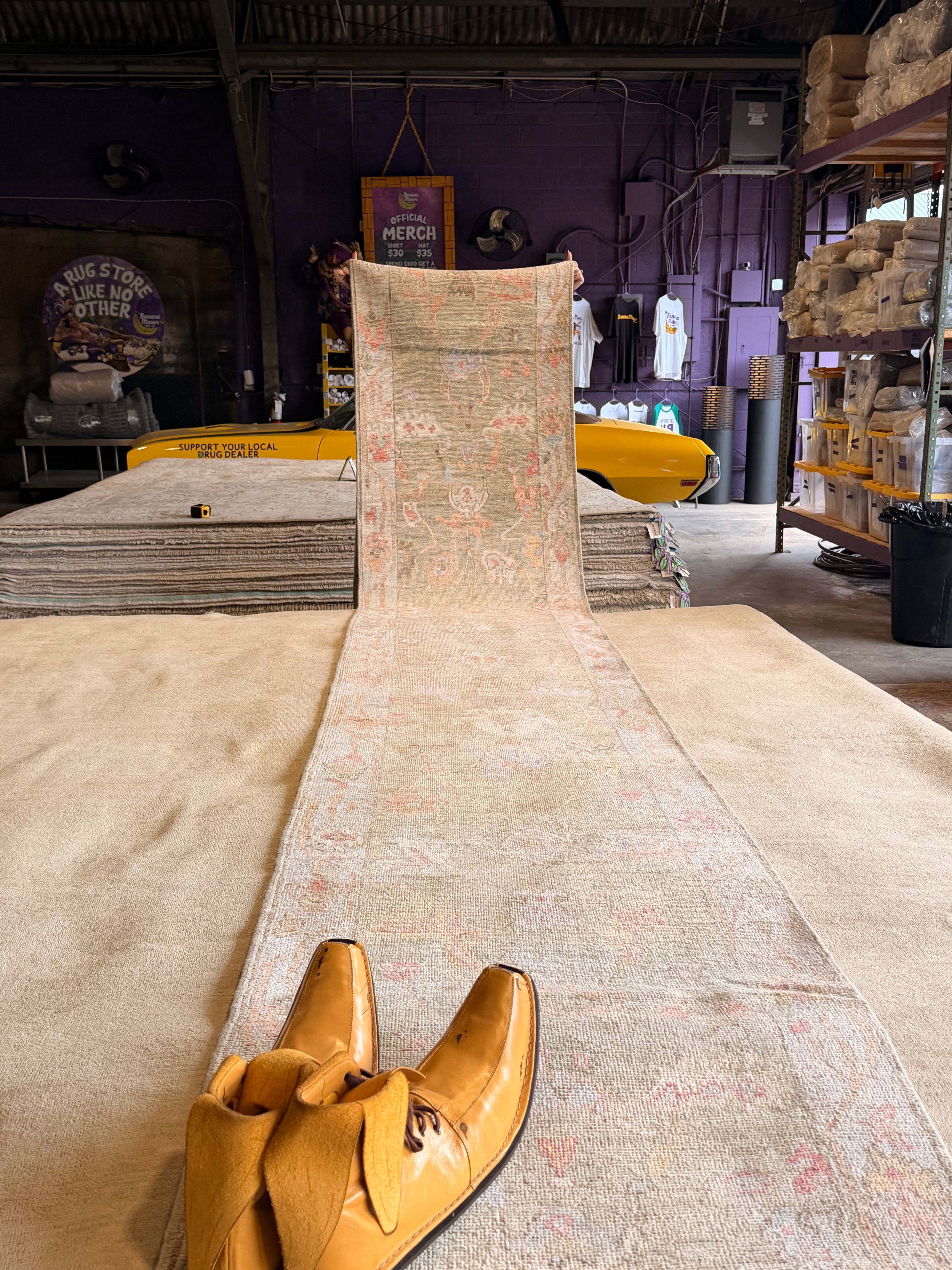 Wendy Wilson 2.5x21.3 Green Whitewashed Hand-Knotted Oushak Runner