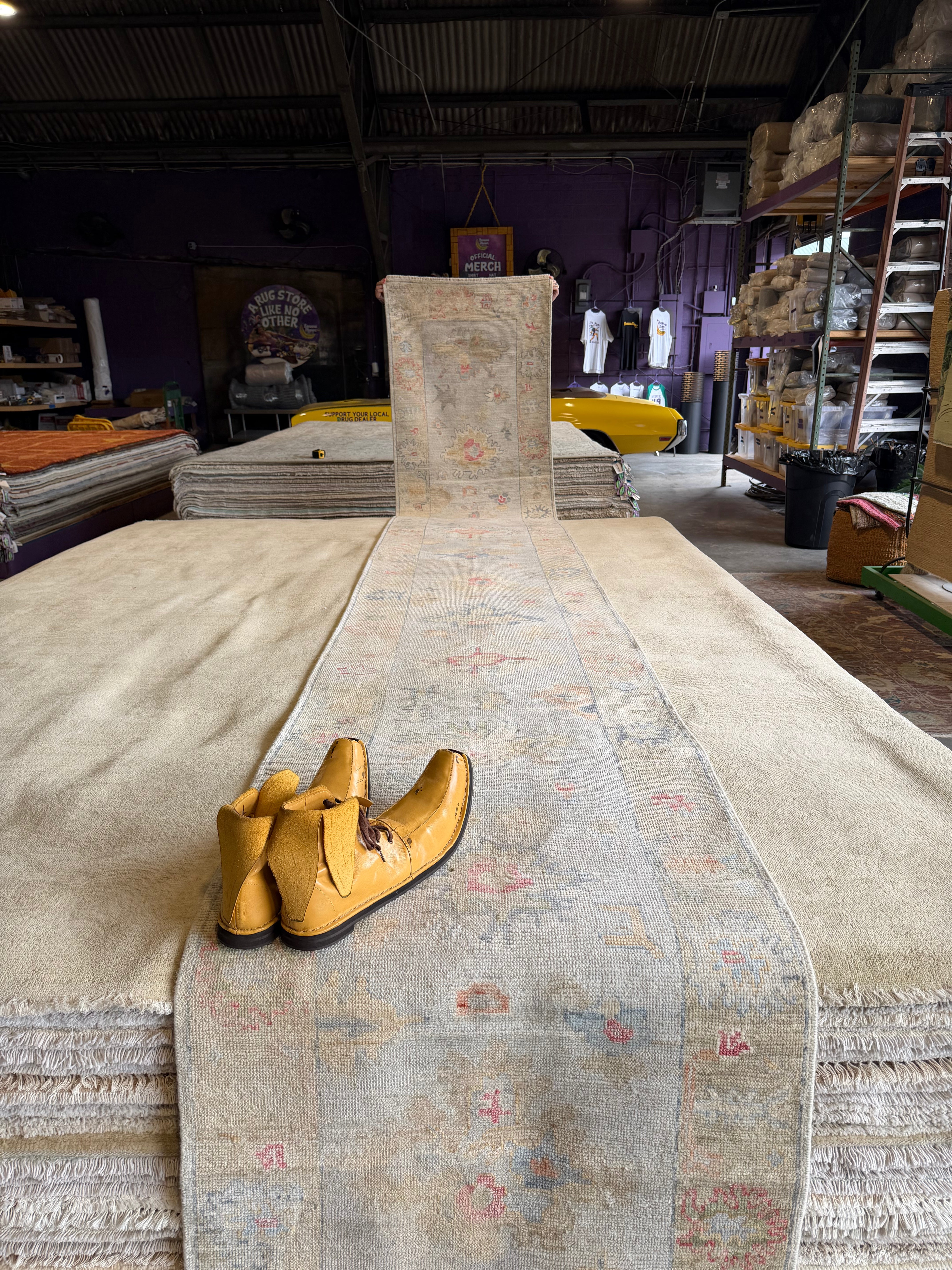 Ingrid Hassan 2.7x18 Blue Whitewashed Hand-Knotted Oushak Runner