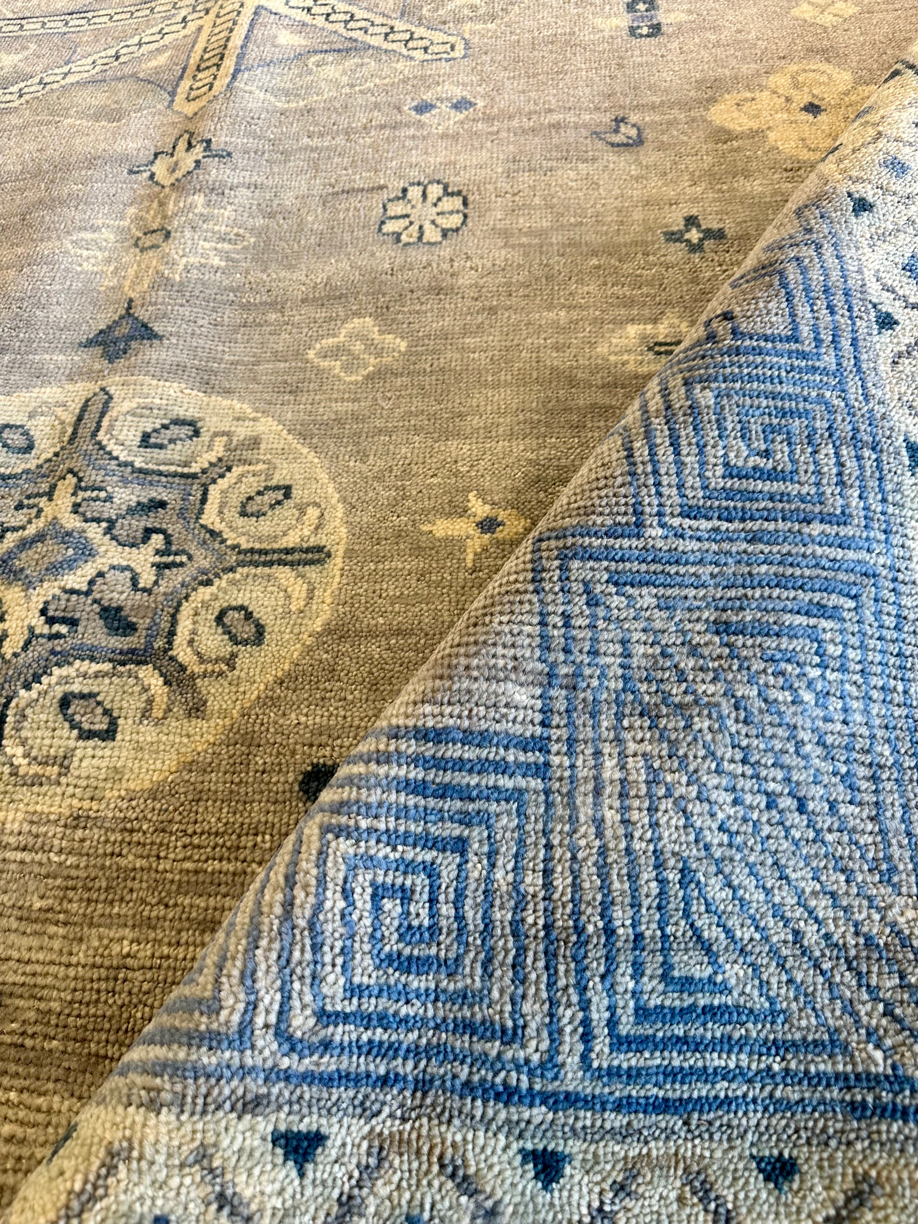 Sydne 9x12.6 Grey & Blue Hand-Knotted Oriental Rug