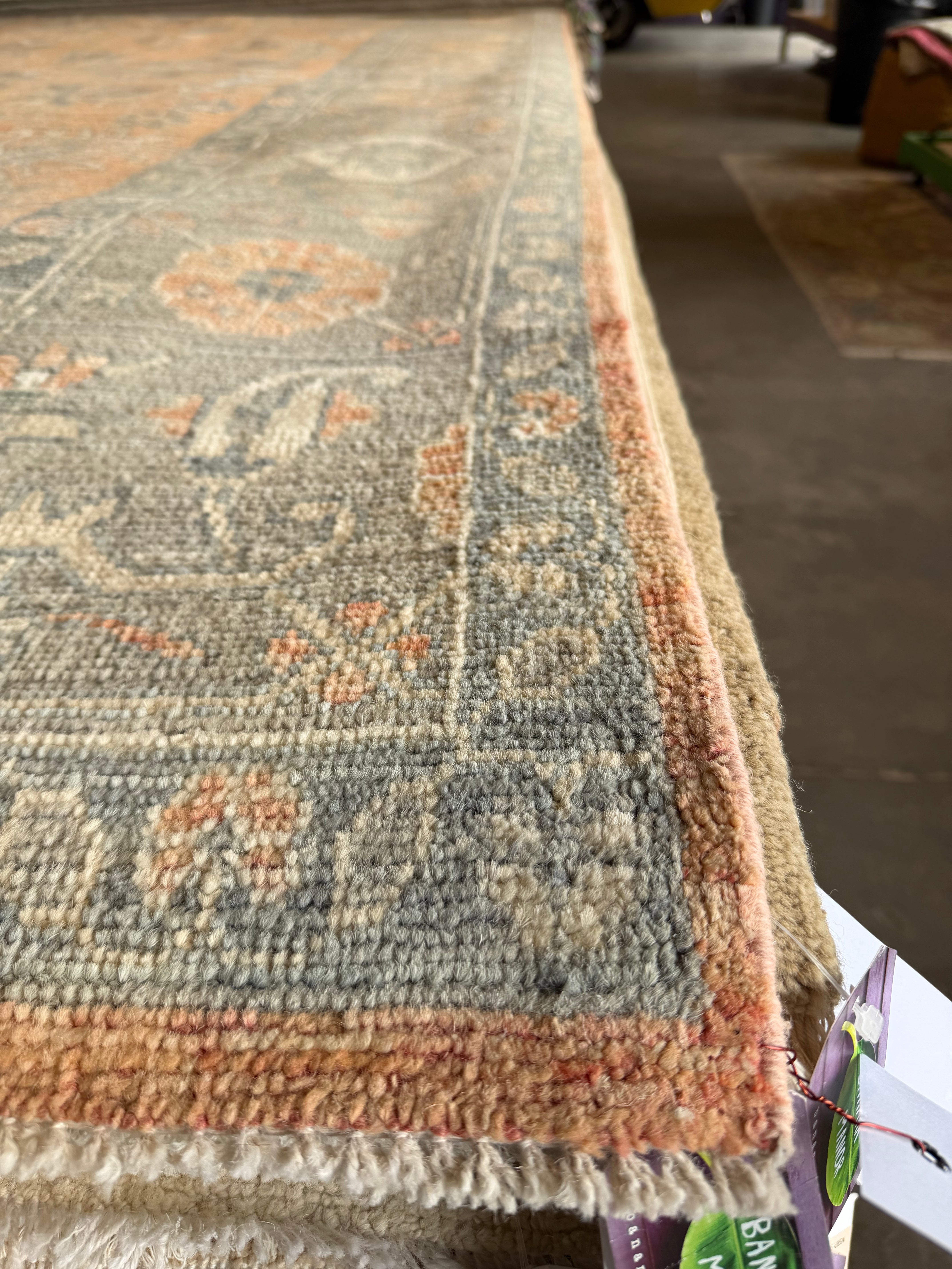 Jordana Verroi 8.5x11.7 Orange Whitewashed Hand-Knotted Oushak