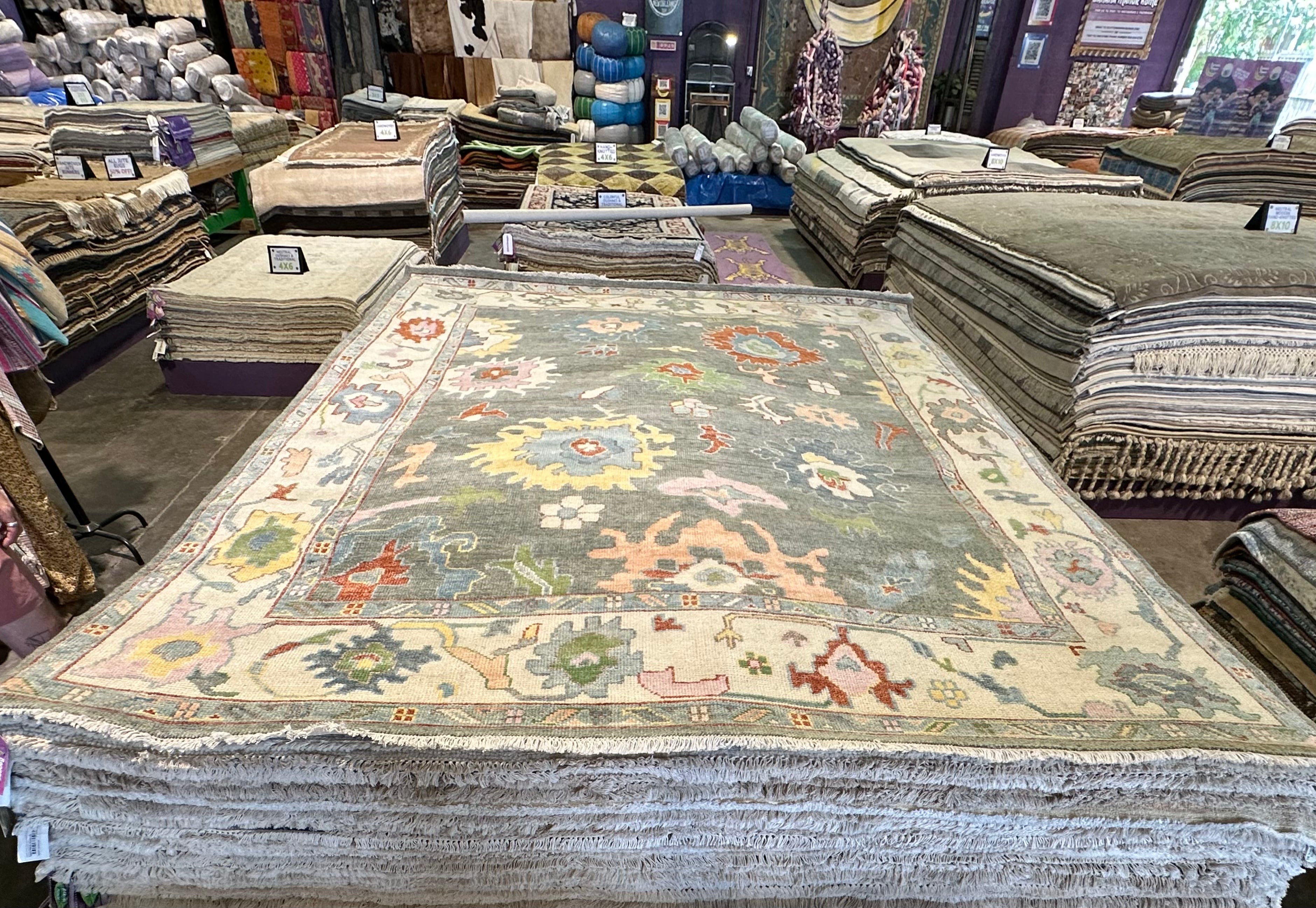 Marisela Zumbado 8x9.9 Multi Color Hand-Knotted Oushak Rug